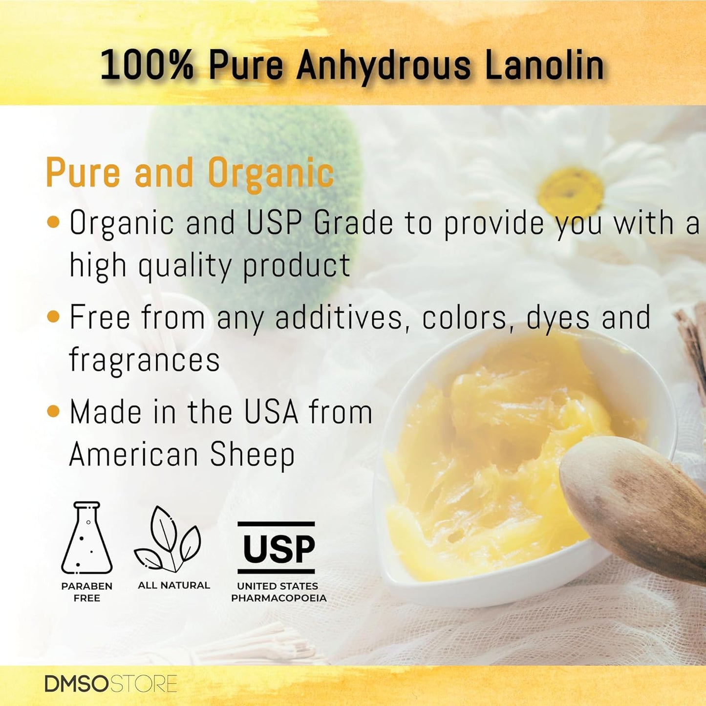 Lanolin - 100% Pure Unrefined Sheep Wool Skin Moisturizer | USP Grade, Anhydrous, 1 lb