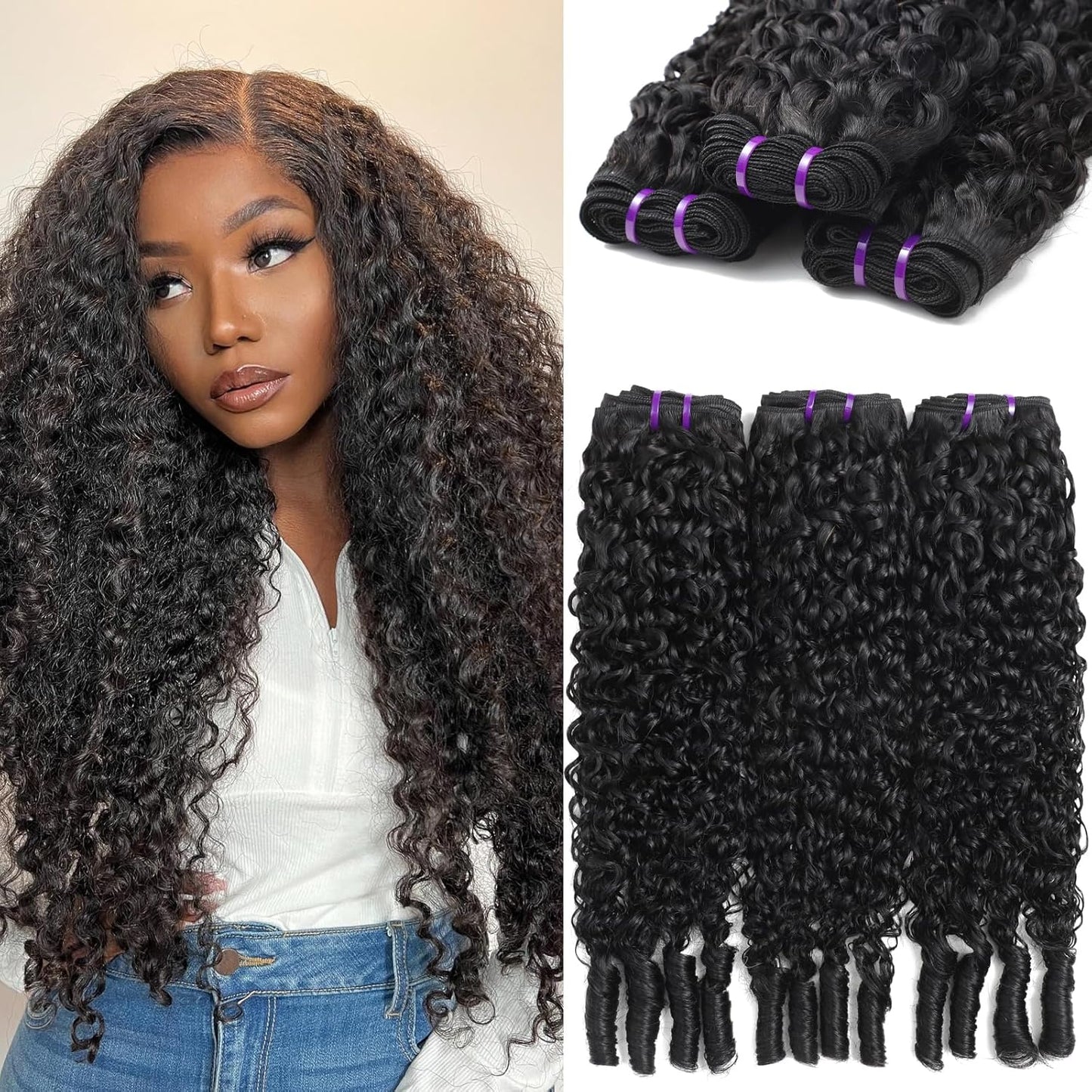 Burmese Curly Hair Bundles - 100% Unprocessed Virgin Remy Hair | 20, 22, 24 Inch Natural Color Extensions for Women