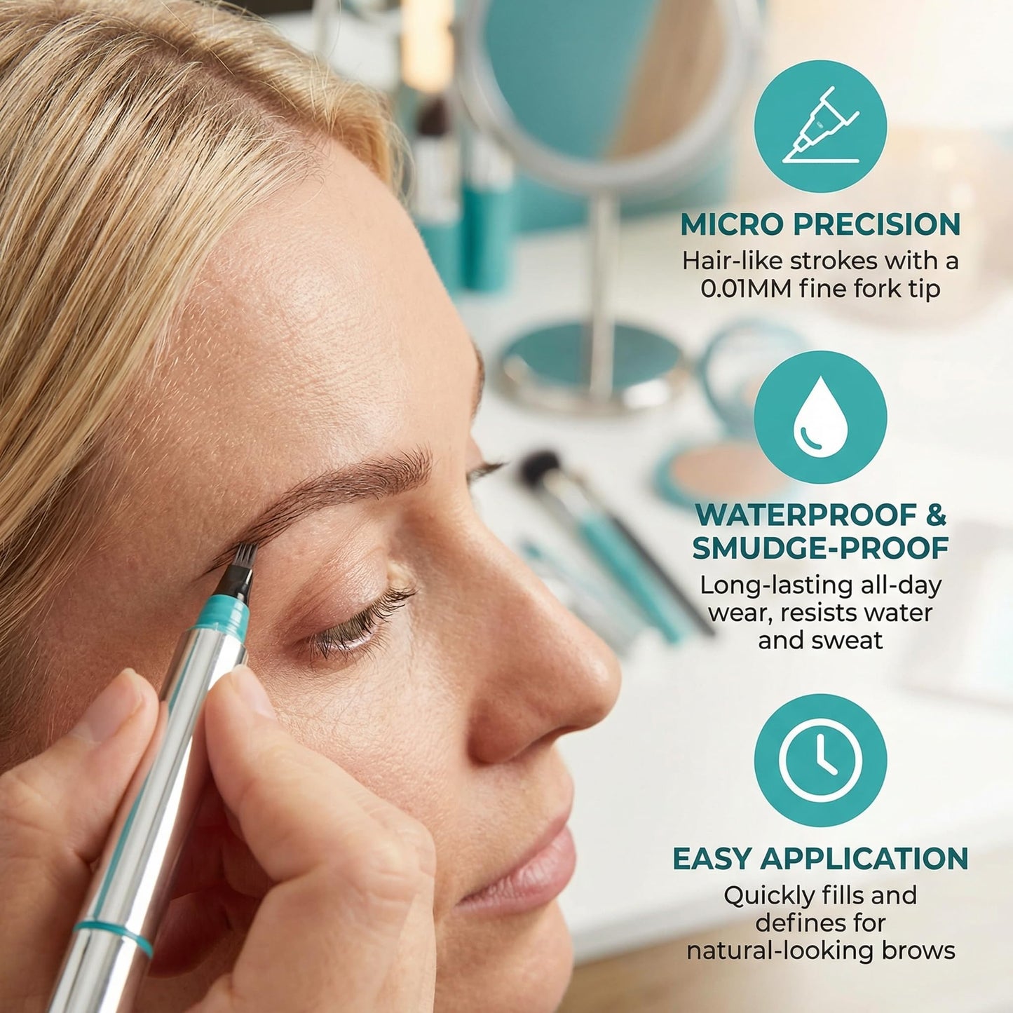 YeMoMo Wild Brows 4-Tip Eyebrow Pen, Natural Three-Dimensional Look, Non-Drying Formula, 5 Color Options, 1ml/0.03fl.oz, 3# Dark Brown