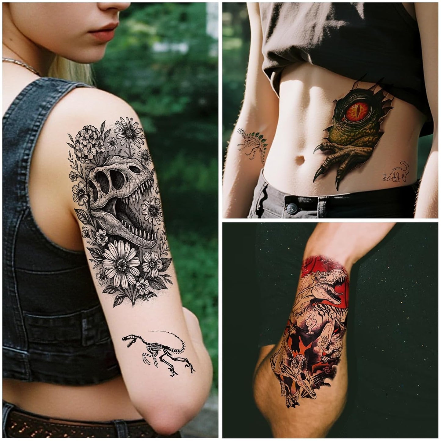 Dinosaur Temporary Tattoos for Kids - 77PCS T-Rex & Triceratops Designs | Fun Party Favors