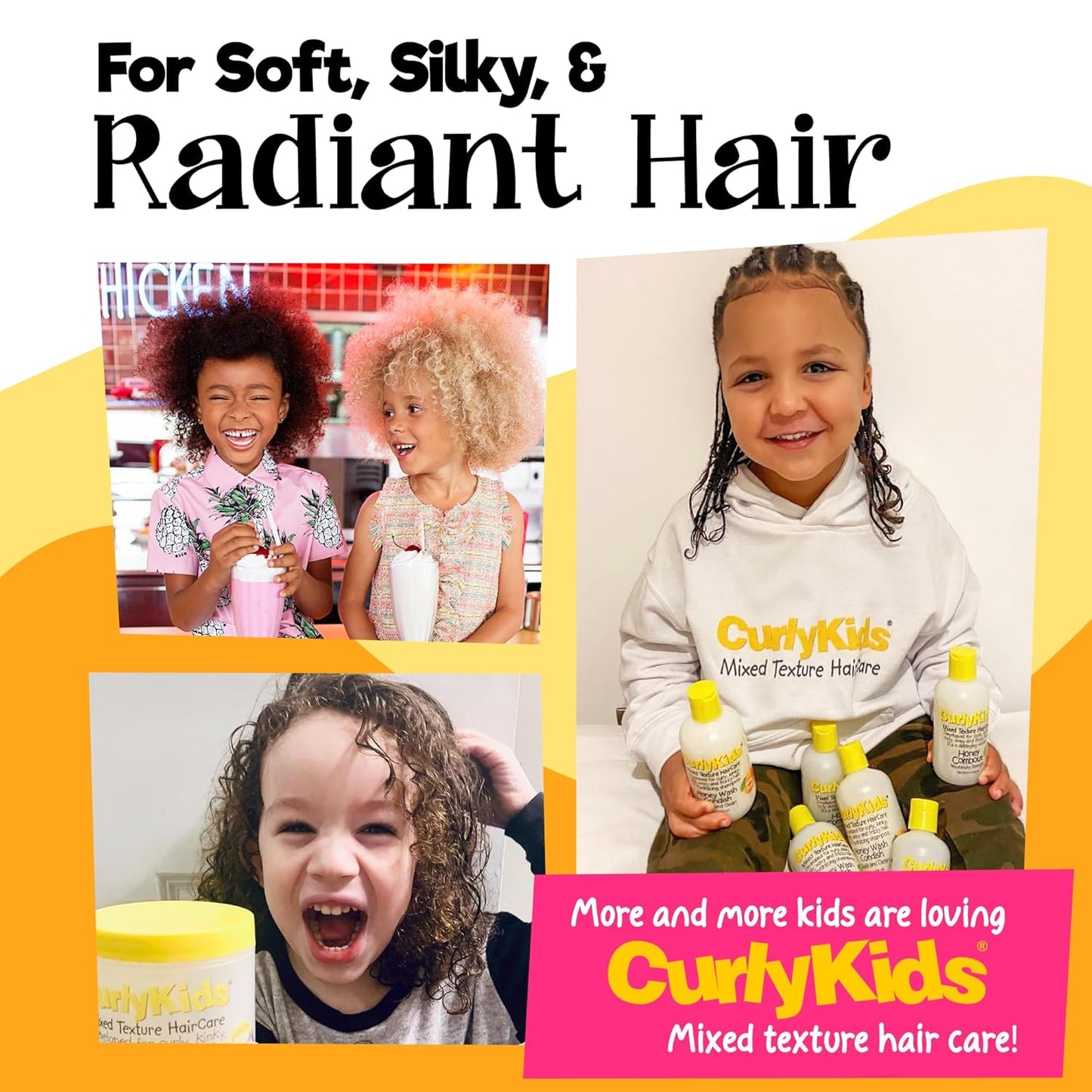 CurlyKids Detangle Spray Bundle - Kids Shampoo, Conditioner & Gel for Curly Hair | Sulfate & Paraben-Free