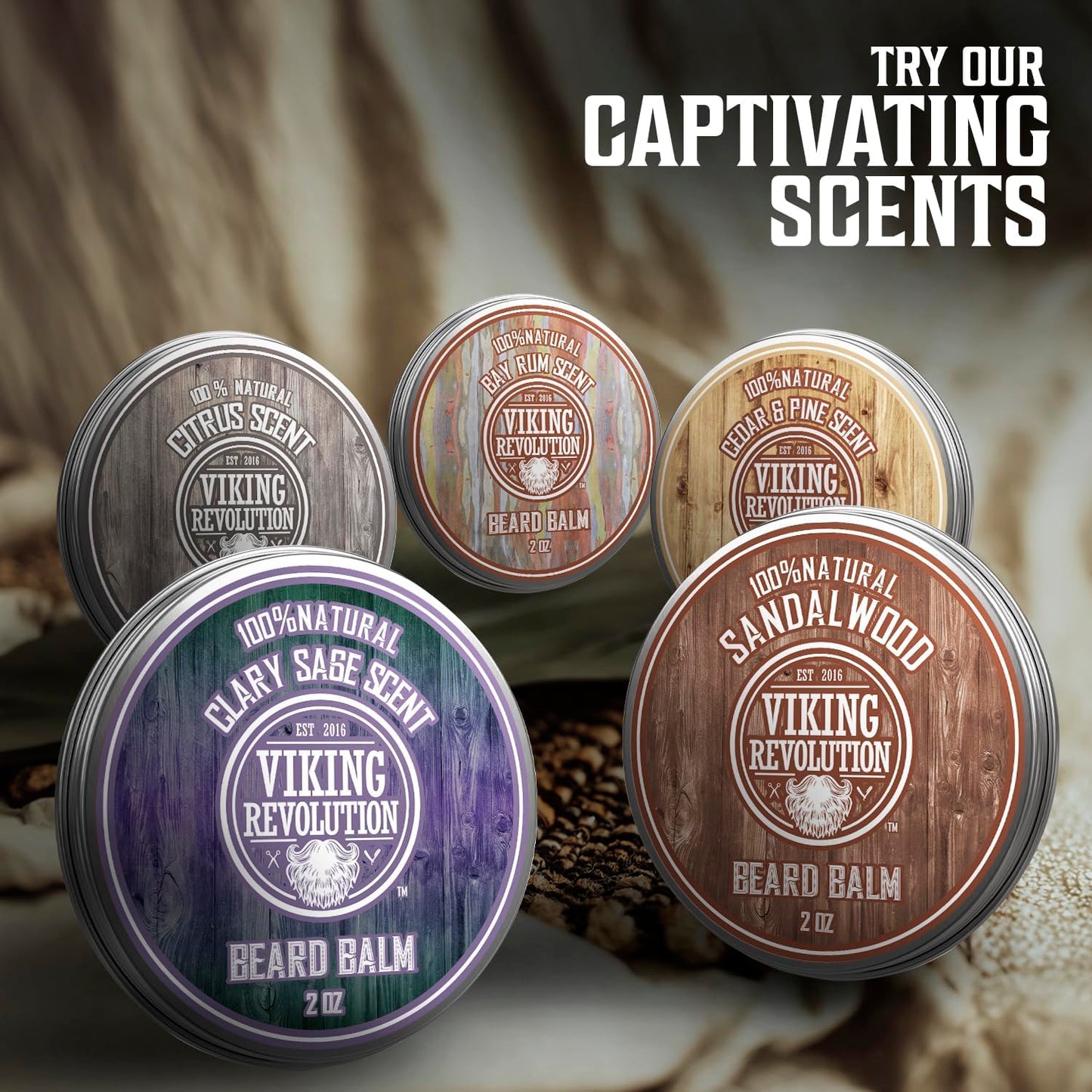 Viking Revolution Cedar & Pine Beard Balm - Butter with Argan Oil, Softener & Moisturizer for Men - Wax for Beards (2oz, 1 Pack)