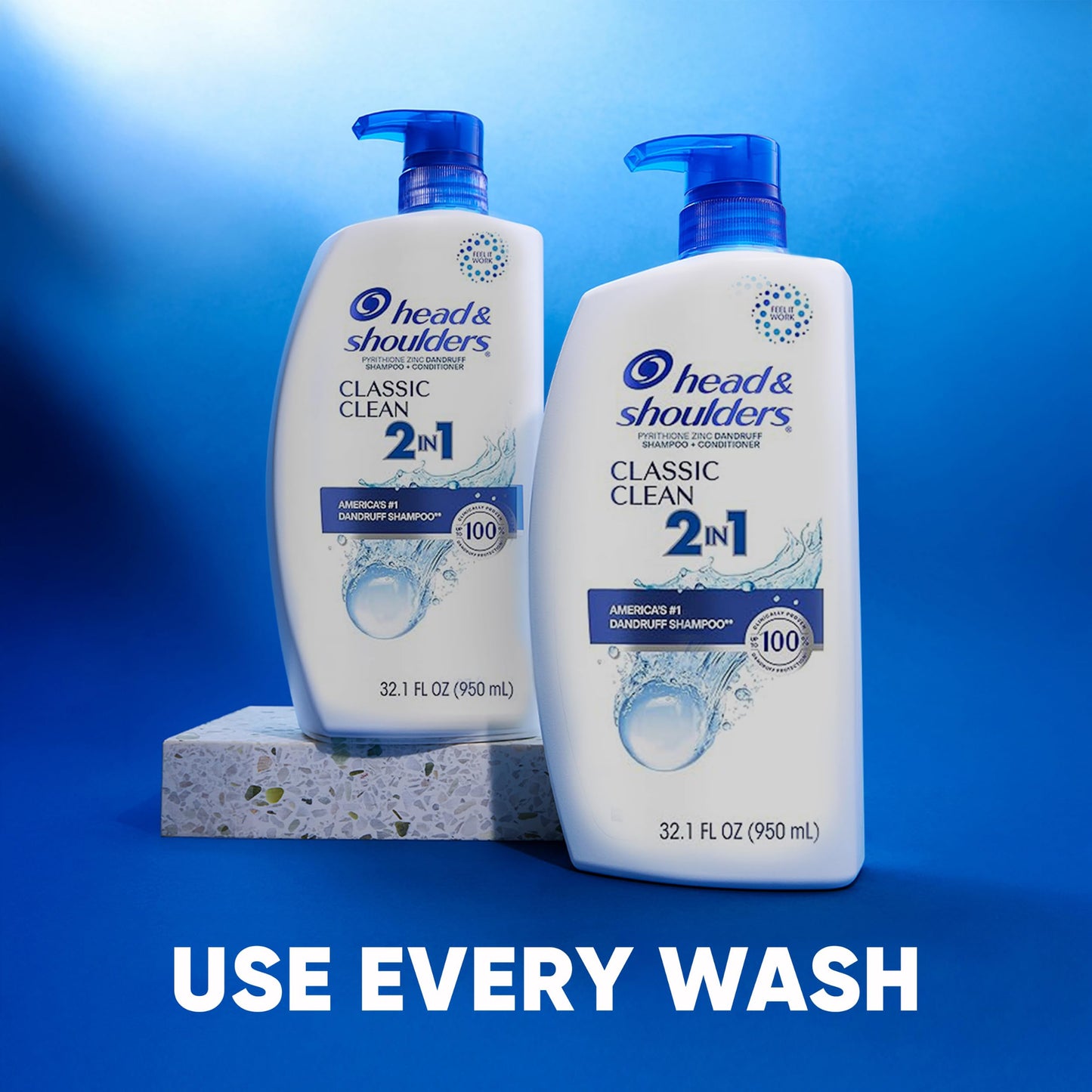 Head & Shoulders Anti-Dandruff Shampoo and Conditioner with 1% Pyrithione Zinc, Classic Clean 2-in-1 Twin Pack, Fresh Scent, Flake Control, Scalp Care, Color-Safe, 32.1 fl oz Each