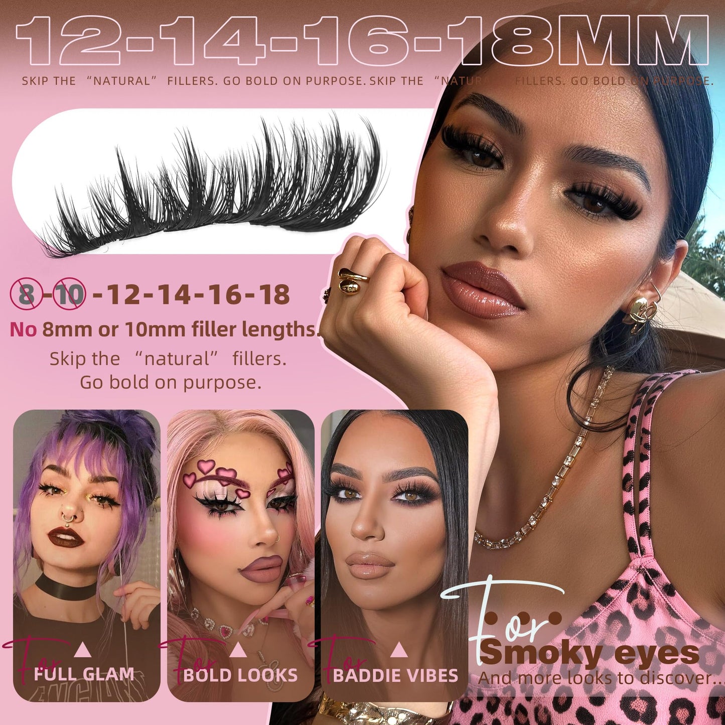 Manga Lash Clusters with Spikes 12-18MM Fluffy Spiky Eyelash Clusters Baddie Dramatic Lash Extensions Baddie Individual Lashes Airy Soft for Smoky Makeup Eyelash Extensions by ALICROWN