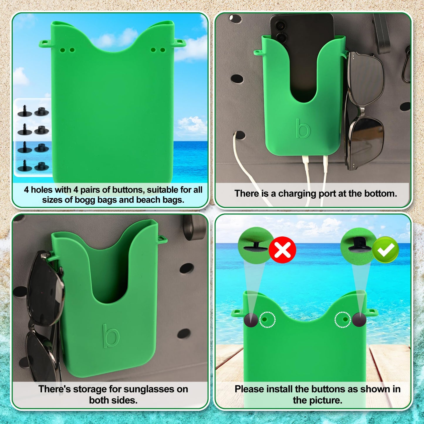 Silicone Phone Holder for Bogg Bags, Compatible Phone Case Attachment, Beach Tote Bag Accessory – Ideal Holder for Bogg & Similar Beach Bags (Blushing)