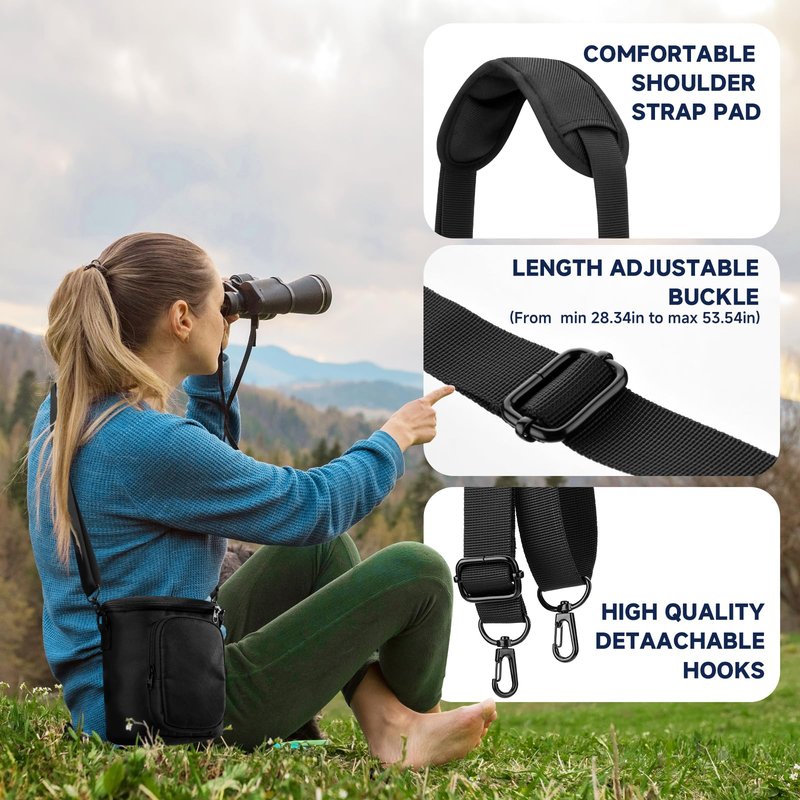 CaSZLUTION Travel Protective Case Compatible with Nikon Monarch M5 M7 PROSTAFF P3 8x42 10x42 Binocular, Durable Fabric Storage Bag for Binocular, Black (Case Only)