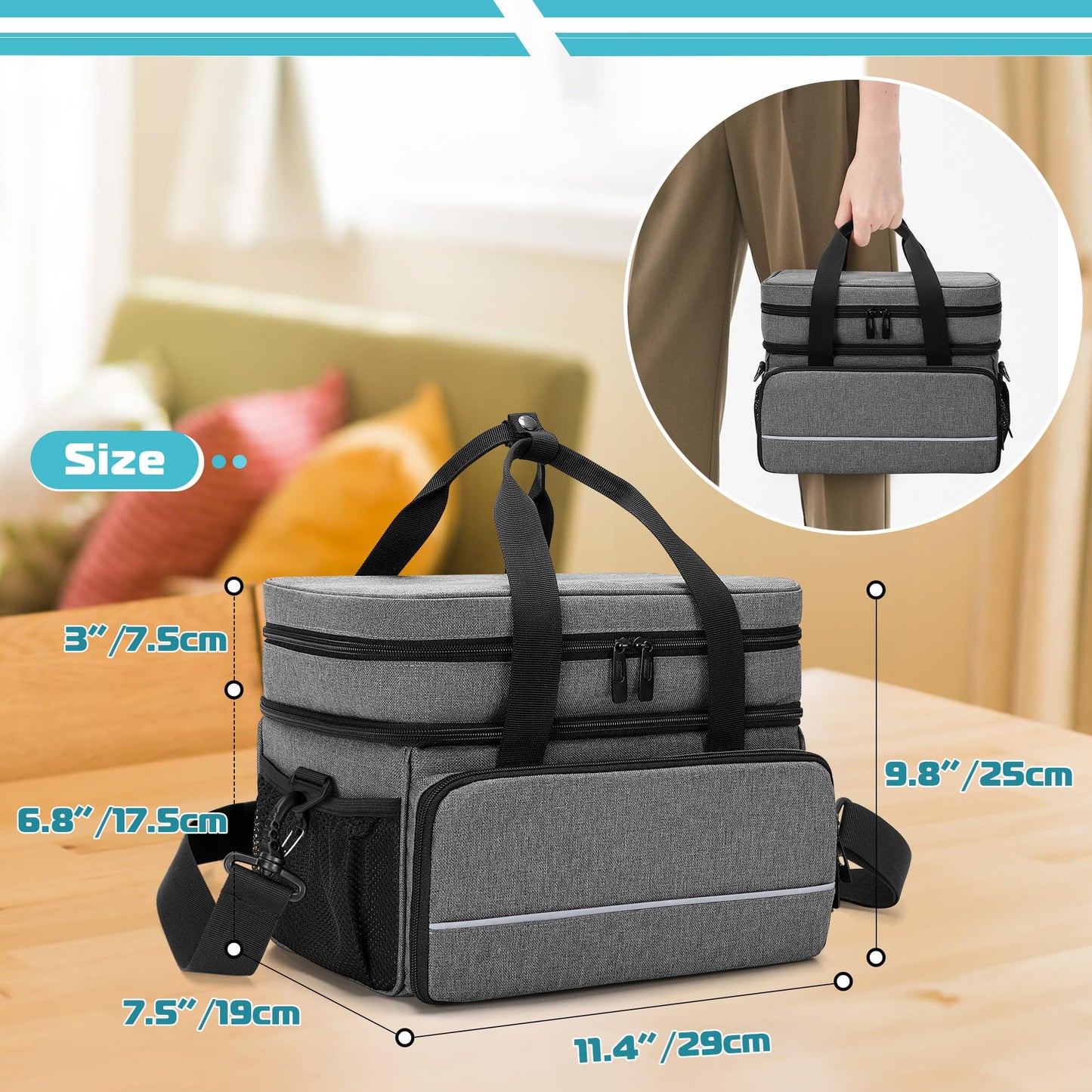 CURMIO CPAP Travel Bag Storage Case Compatible with ResMed AirSense 11, AirSense 10, AirSense 10 Elite, AirStart 10, Philips Dreamstation, 3B Medical Luna G3, and XT Fit, Gray (Patented Design)