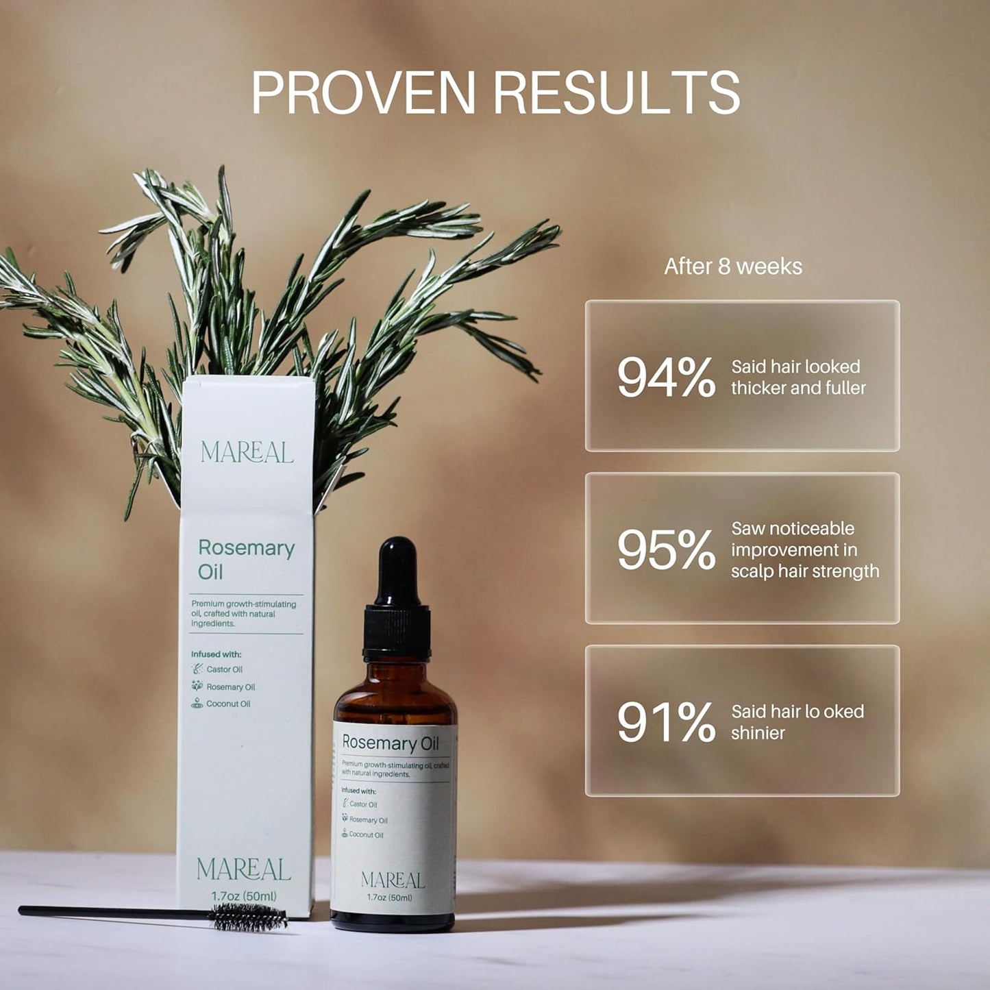 Rosemary Oil for Hair Growth - Natural Scalp Treatment | Infused with Castor & Coconut Oil | 1.7 fl oz