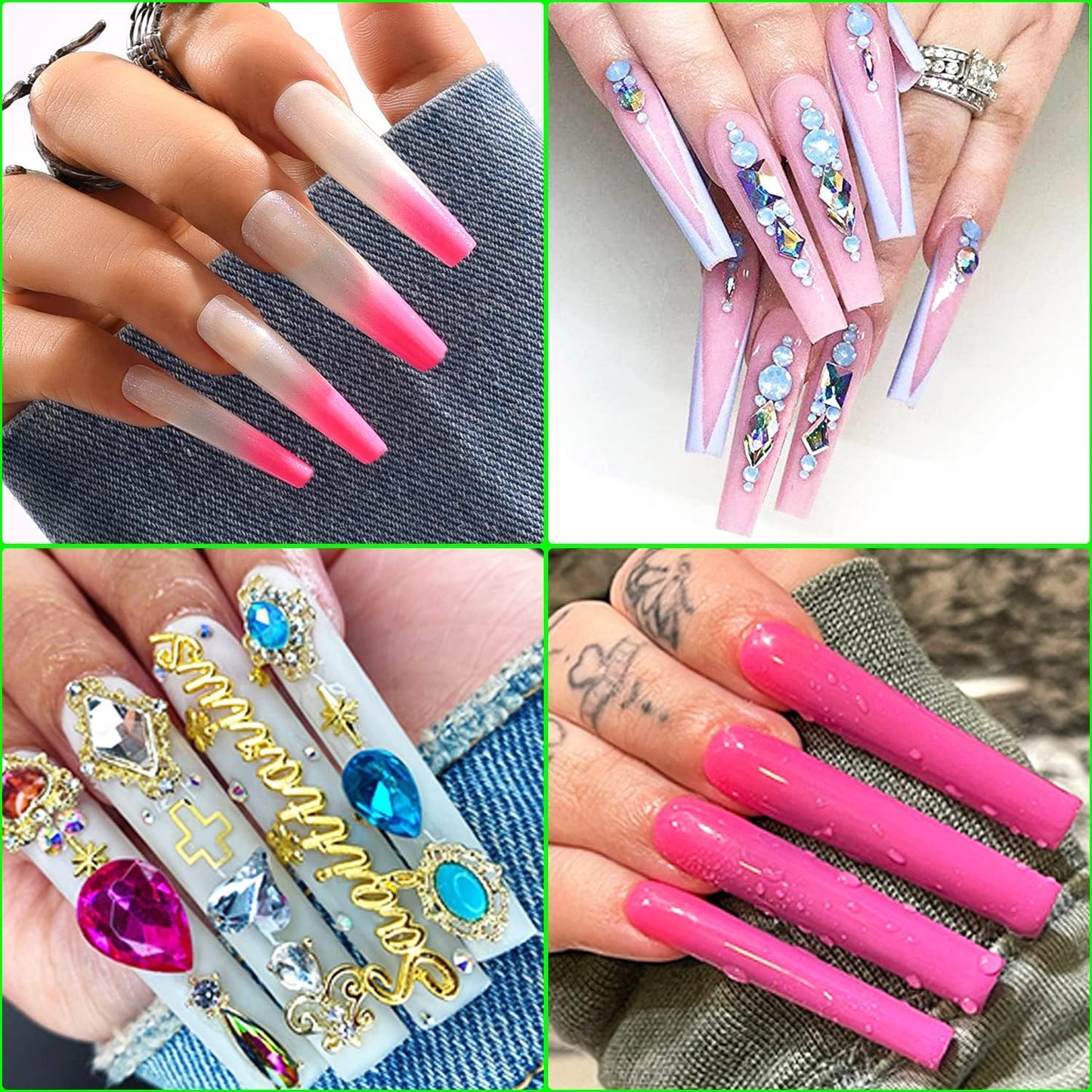 Coffin Nail Tips - 600PCS No C Curve Acrylic Nail Tips | XXXL Clear, 12 Sizes for Salons & DIY