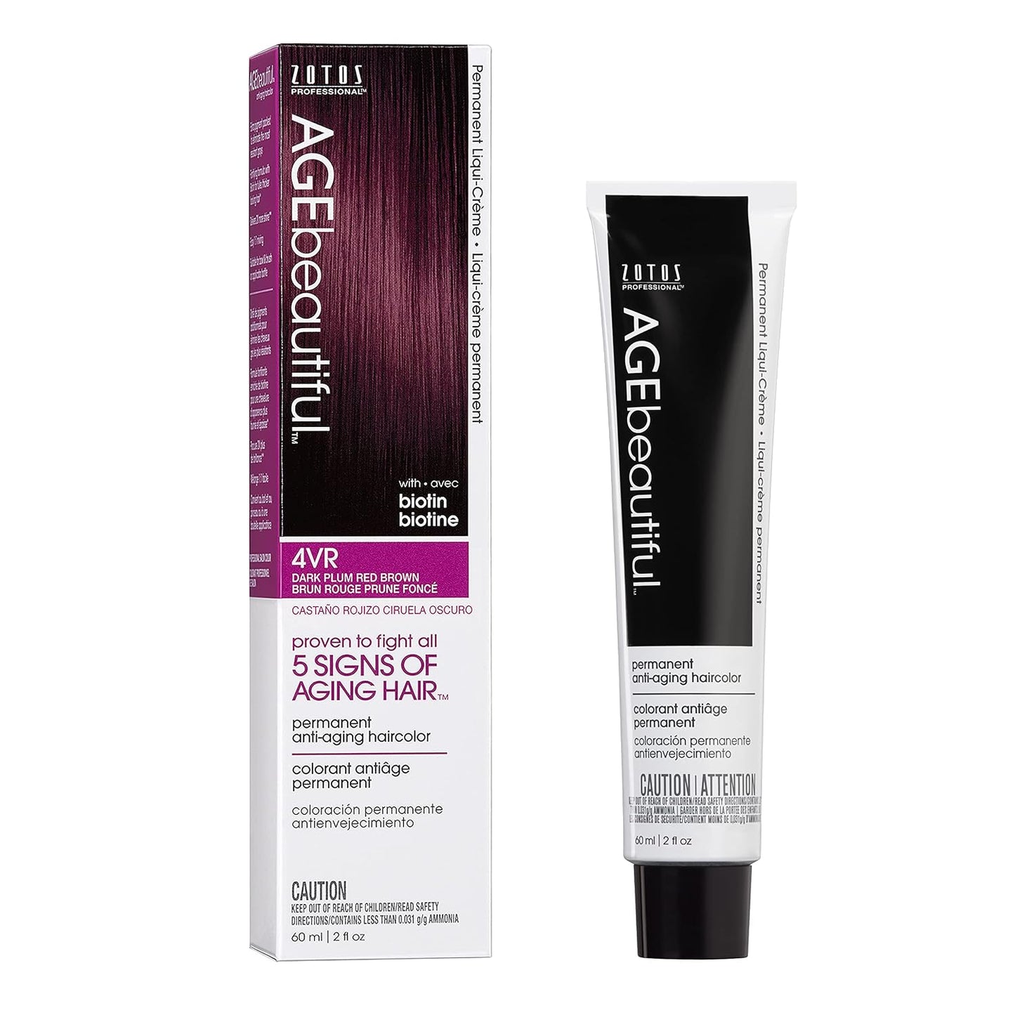 AGE Beautiful Permanent Hair Color Cream - 100% Gray Coverage Hair Dye with Biotin for Fuller, Thicker Hair | Professional Salon Quality
