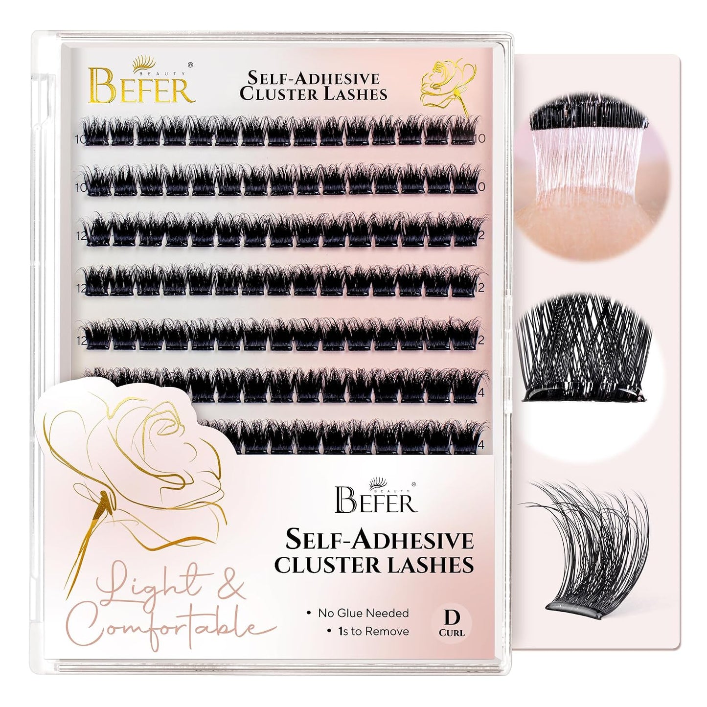 Self-Adhesive Eyelash Clusters - D Curl 10-16MM | Natural Look, Reusable & Easy DIY Application