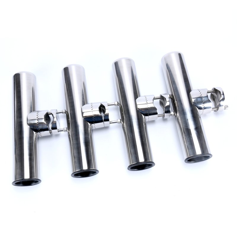 Amarine Made Boat 4pcs Fishing Rod Holder, Stainless Rail Mount Clamp on Rod Holder, Adjustable Fishing Pole Holder for Rails 7/8" to 1"