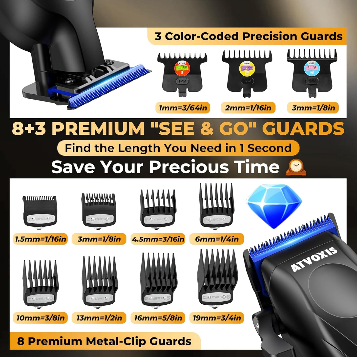 Professional Hair Clippers Set - 9000 RPM Brushless Motor, Cordless Design, Zero Gap Trimmers | Fast Charging, LED Display, Travel Pouch