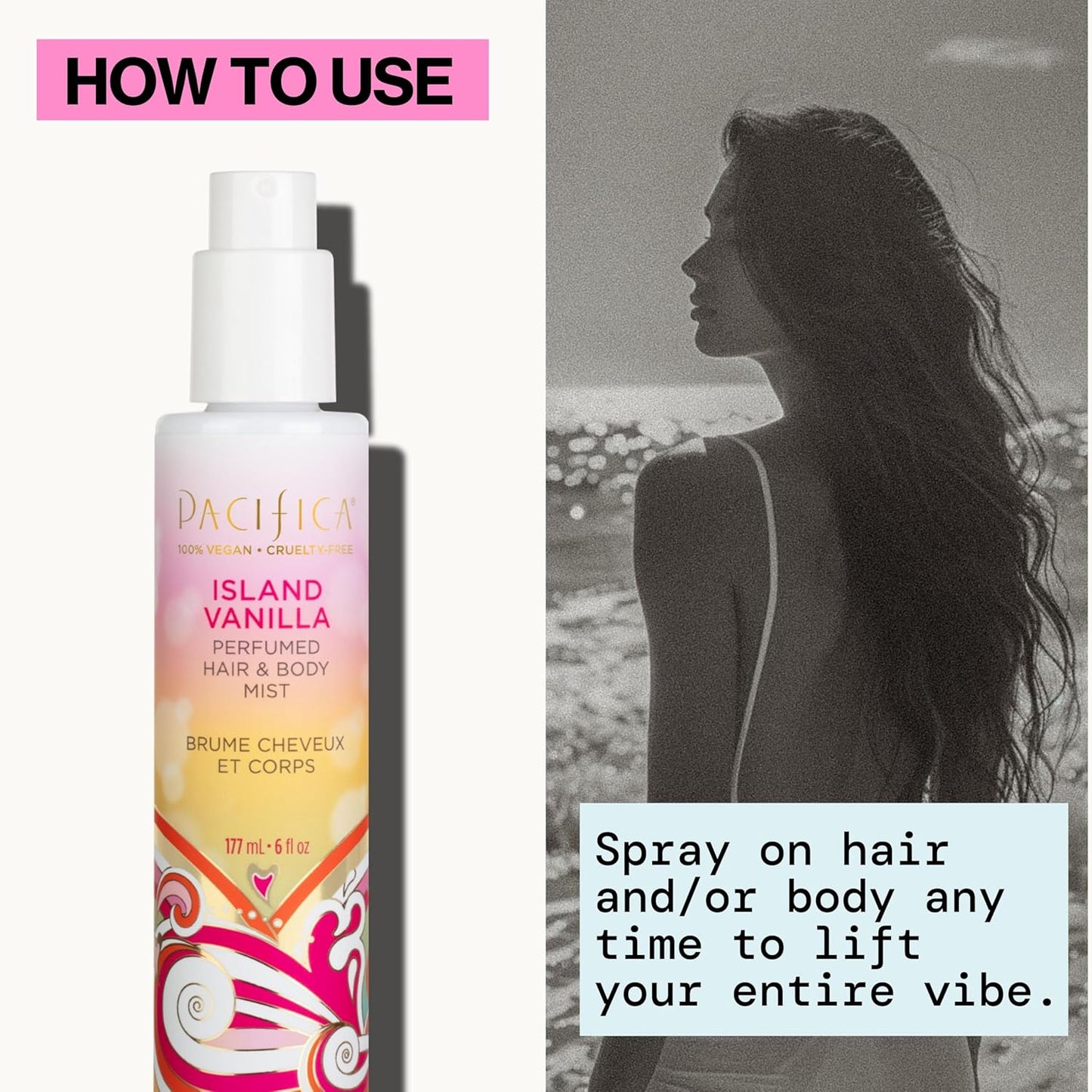 Pacifica Island Vanilla Hair Mist | Mood-Lifting Perfume Spray, Paraben-Free, Vegan, 6 oz
