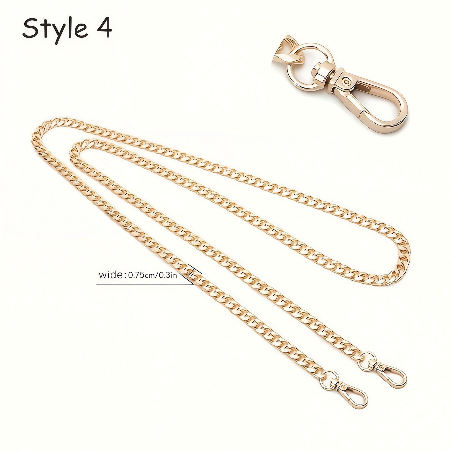 A Golden Wallet Chain Replacement, Women's Bag Extension Accessory, for Handbags, Crossbody & Waist Bags, Stylish DIY Chain, Golden, 4