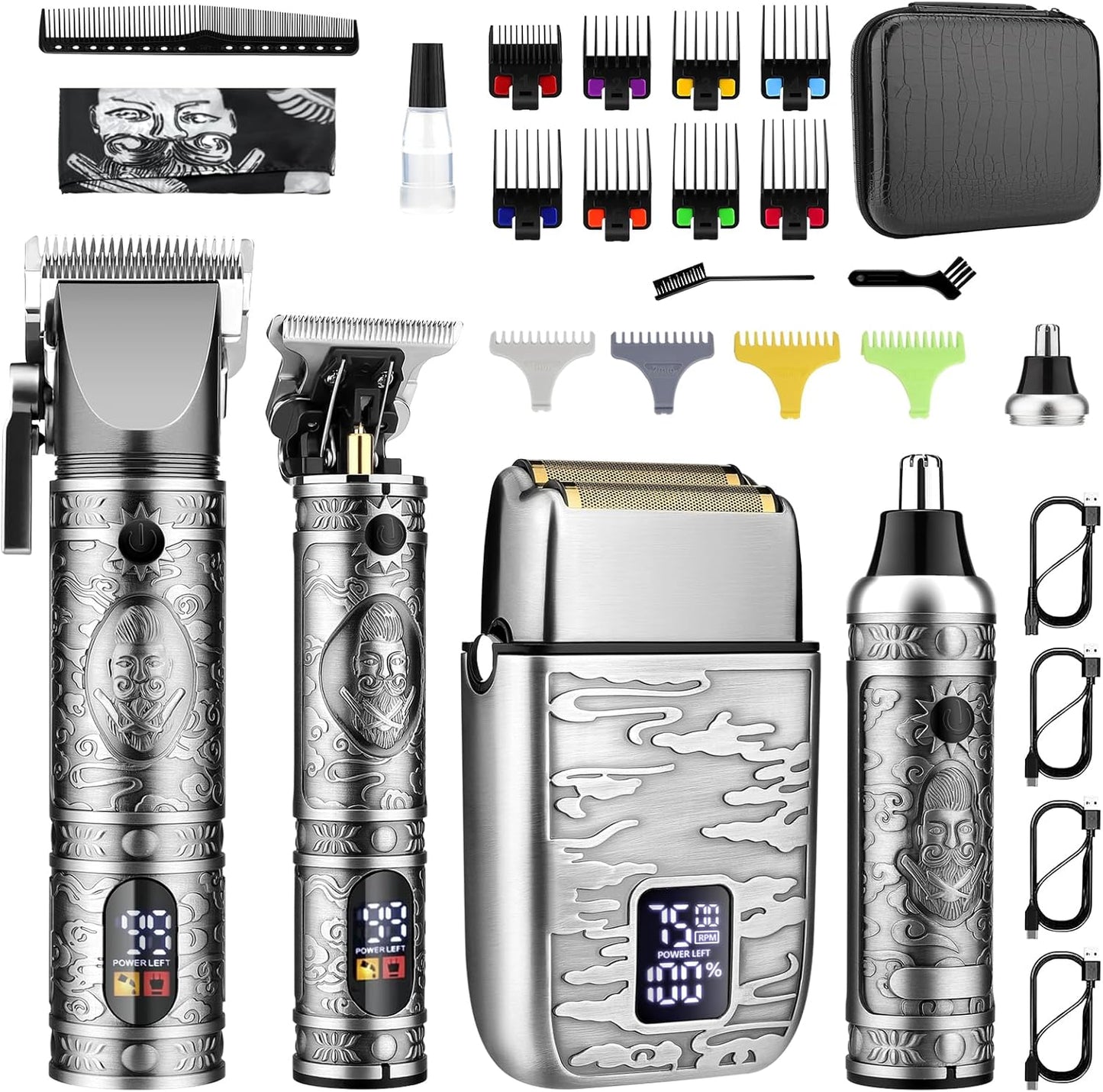 GSKY Hair Clippers for Men - Professional Cordless Beard Trimmer Kit with LED Display | Ideal for Barbers and Home Use