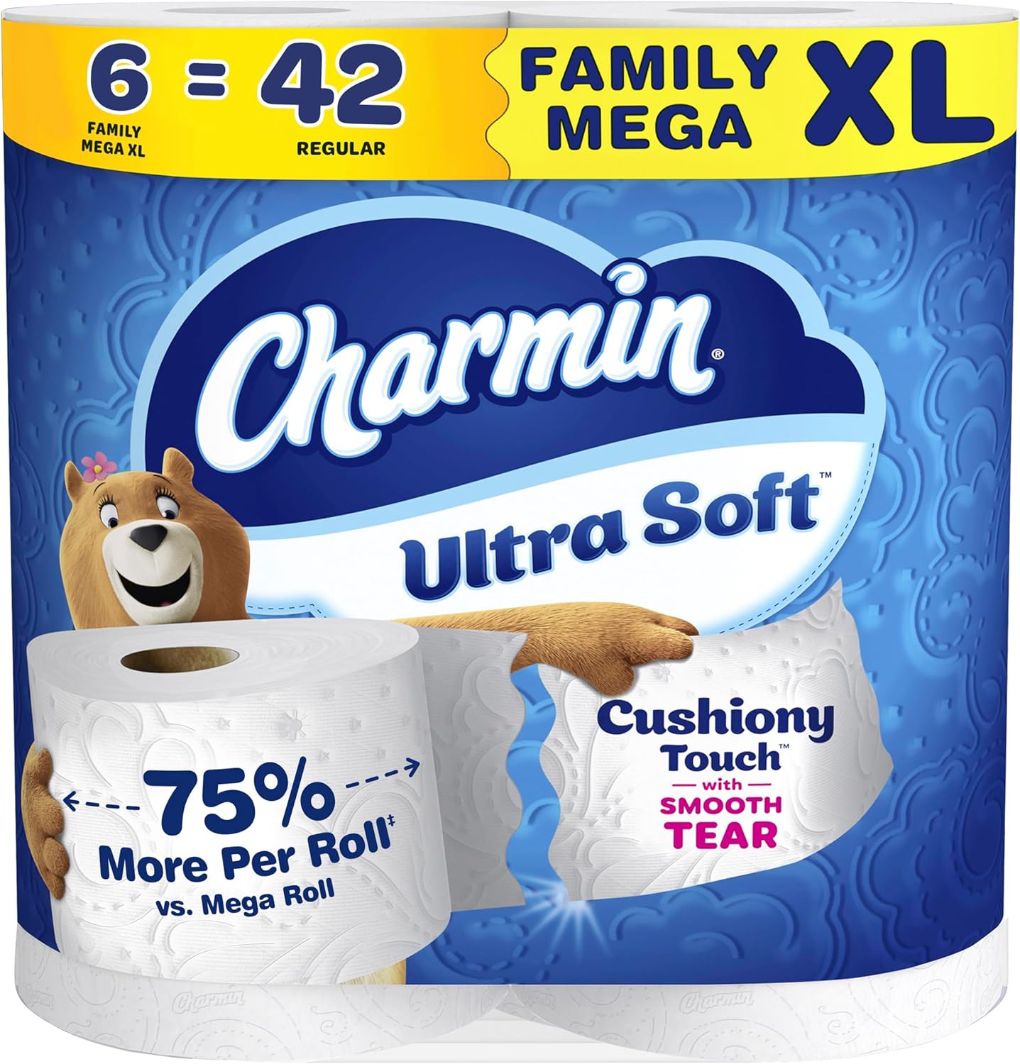 Charmin Ultra Soft Toilet Paper - Cushiony Touch, 24 Mega Rolls | White, Family Size