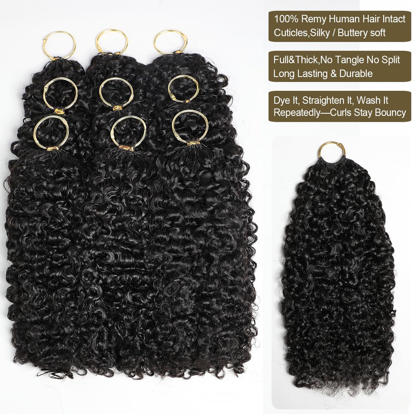 Lemoda Burmese Curly Crochet Hair Extensions - 18 Inch, 120g, Lightweight & Reusable for Black Women | Natural Color