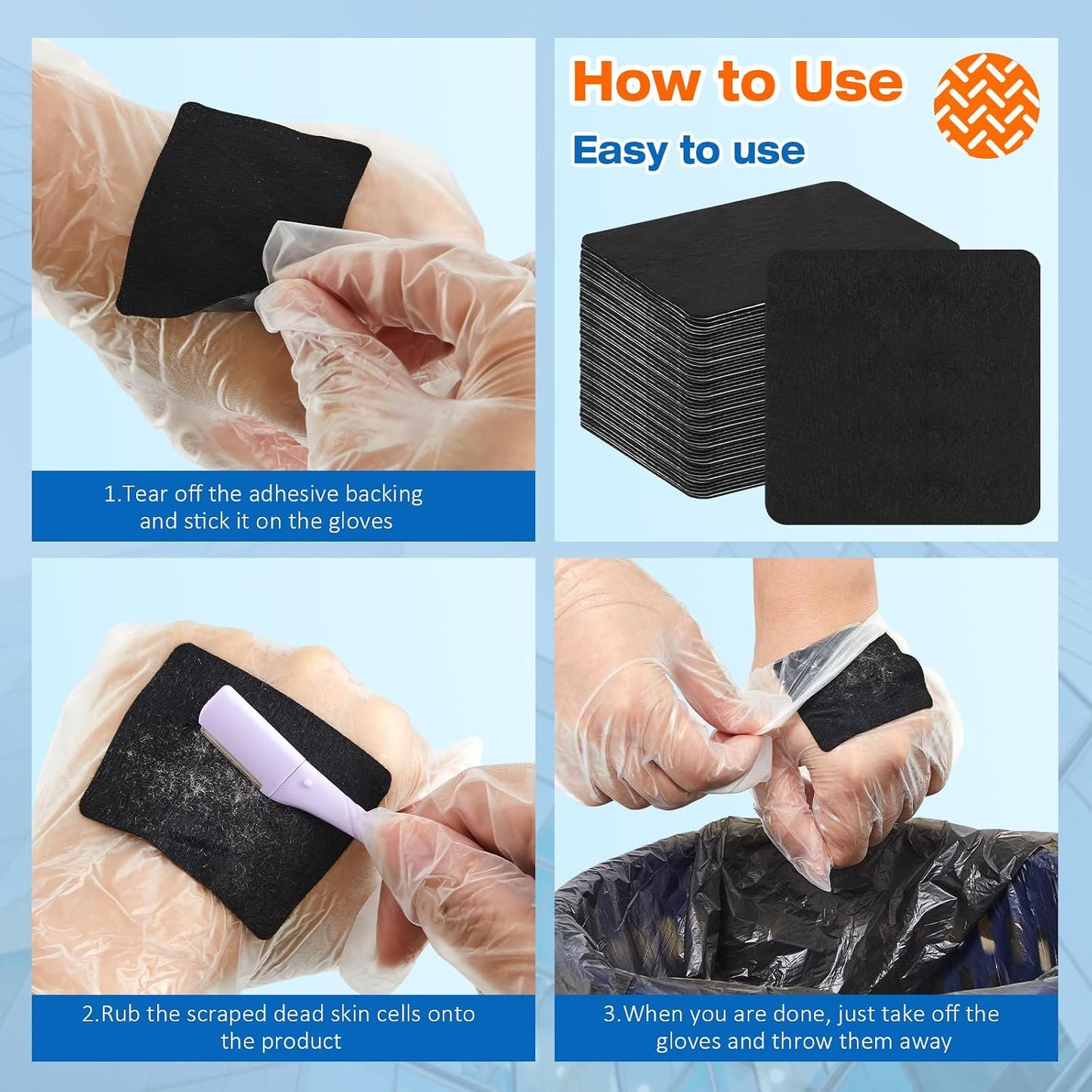 Dermaplaning Blade Wiping Pads - 100 Pcs Hair Remover Wipes for Face & Eyebrows | Black