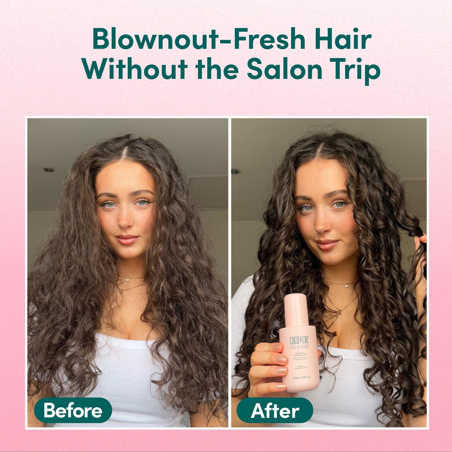 Coco & Eve Like A Virgin Frizz Fix & Pro Shine Mist - 72H Frizz Control & Instant Shine | Lightweight Heat Protectant | Moisturizing, Detangling Spray | For Damaged Hair & All Hair Types (5.07 fl oz)