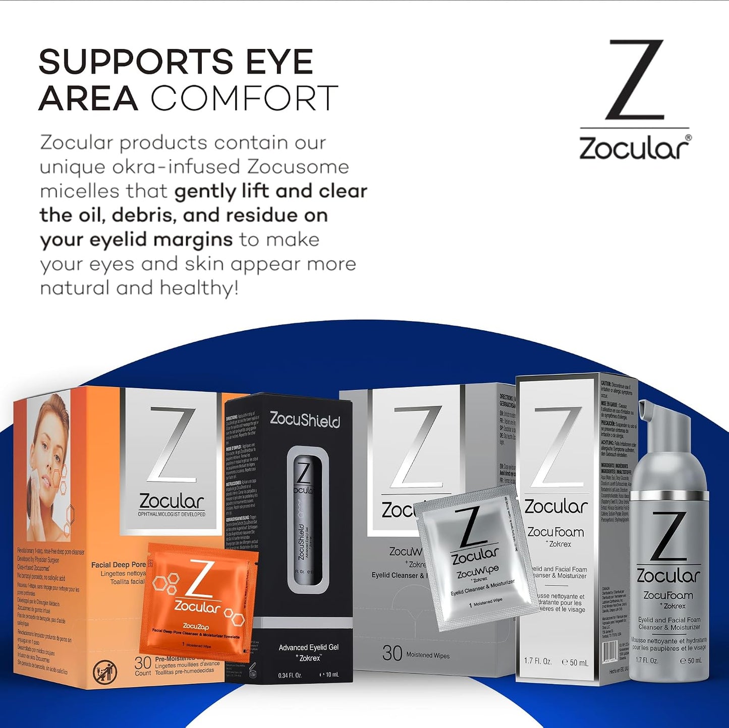 Zocular Face Wipes - Moisturizing Makeup Removal & Gentle Exfoliation with Natural Okra Complex | 30 Count