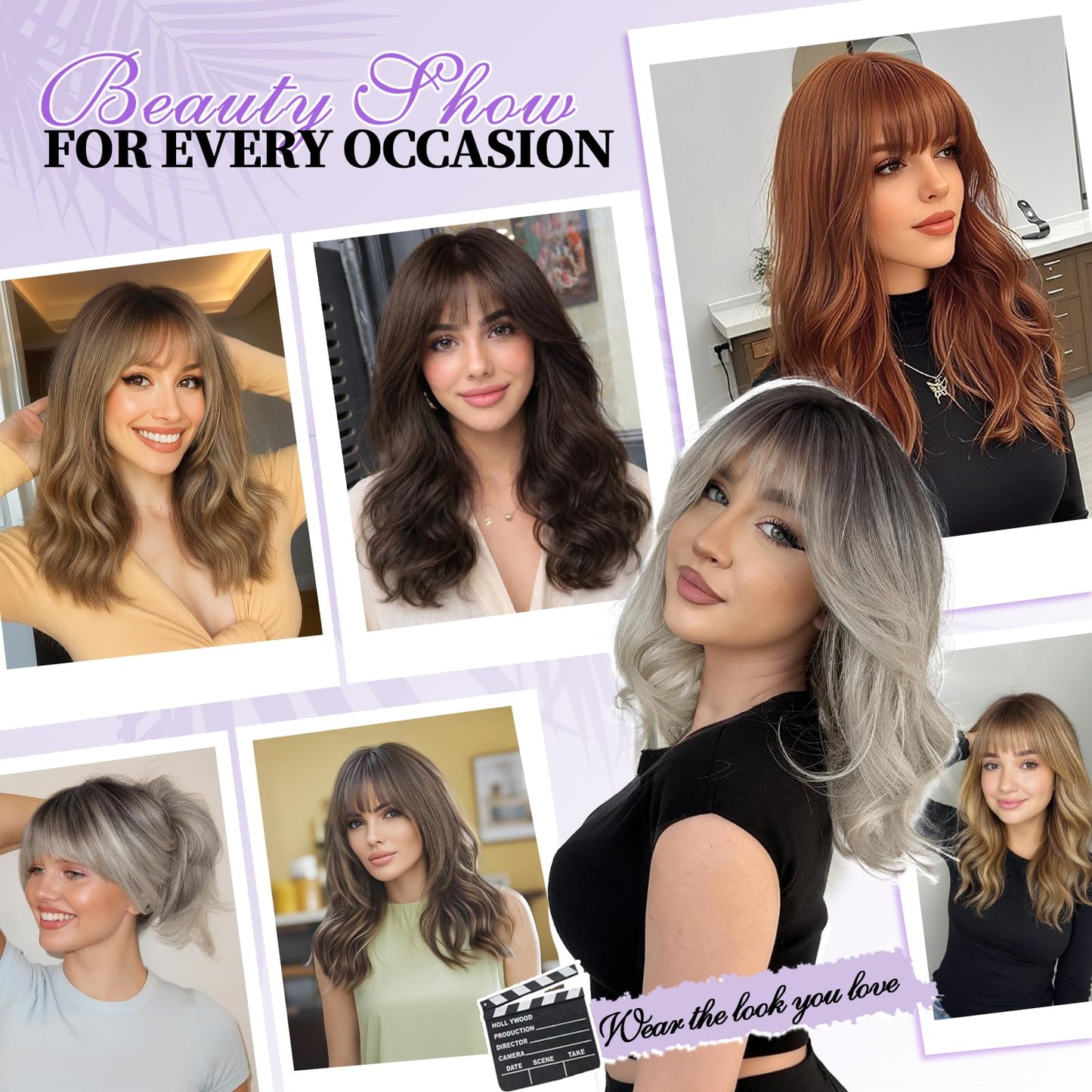 XIXIBI Light Brown Wig with Bangs for Women, Ombre Brown Mixed Blonde Highlights Layered Curly Wavy Wigs, Beginner Friendly 4x4 Realistic Scalp Synthetic Wigs for Daily Party Use 18Inch