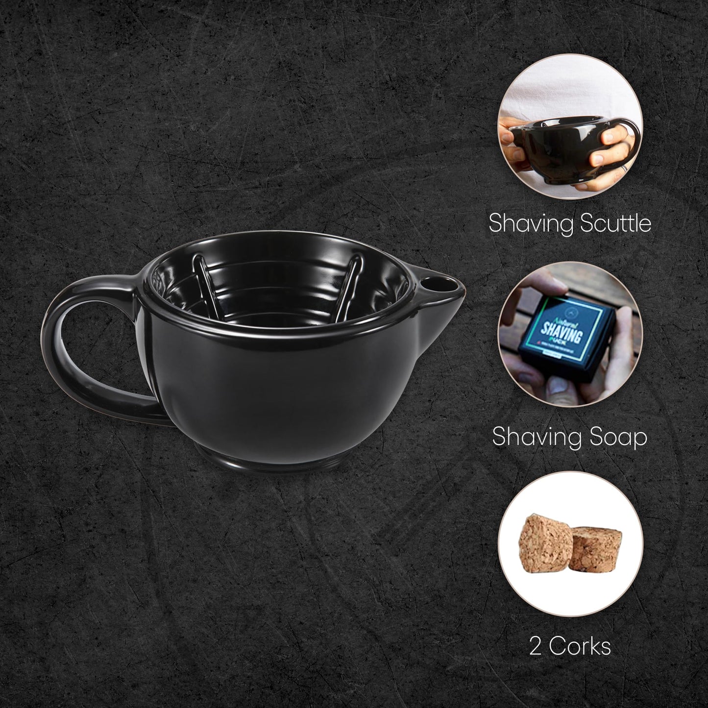 Naked Armor Savanna Shaving Scuttle Mug with Organic Shaving Soap Puck – Porcelain Shaving Mug and Shaving Bowl for Wet Shaving, Keeps Your Lather Hot, Creates Rich and Creamy Lather, Handmade Scuttle