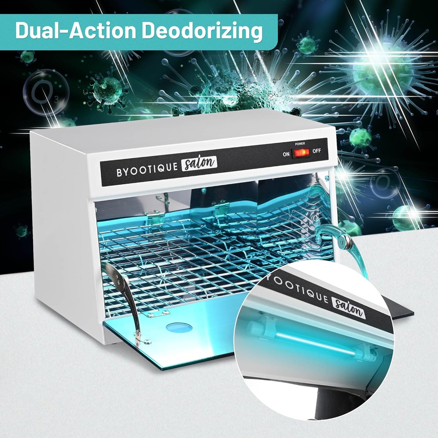 BYOOTIQUE 13L Nail Tool Cleaning Machine - Electric Towel Cabinet with Blue Light for Manicure & Spa | Home Metal Tools
