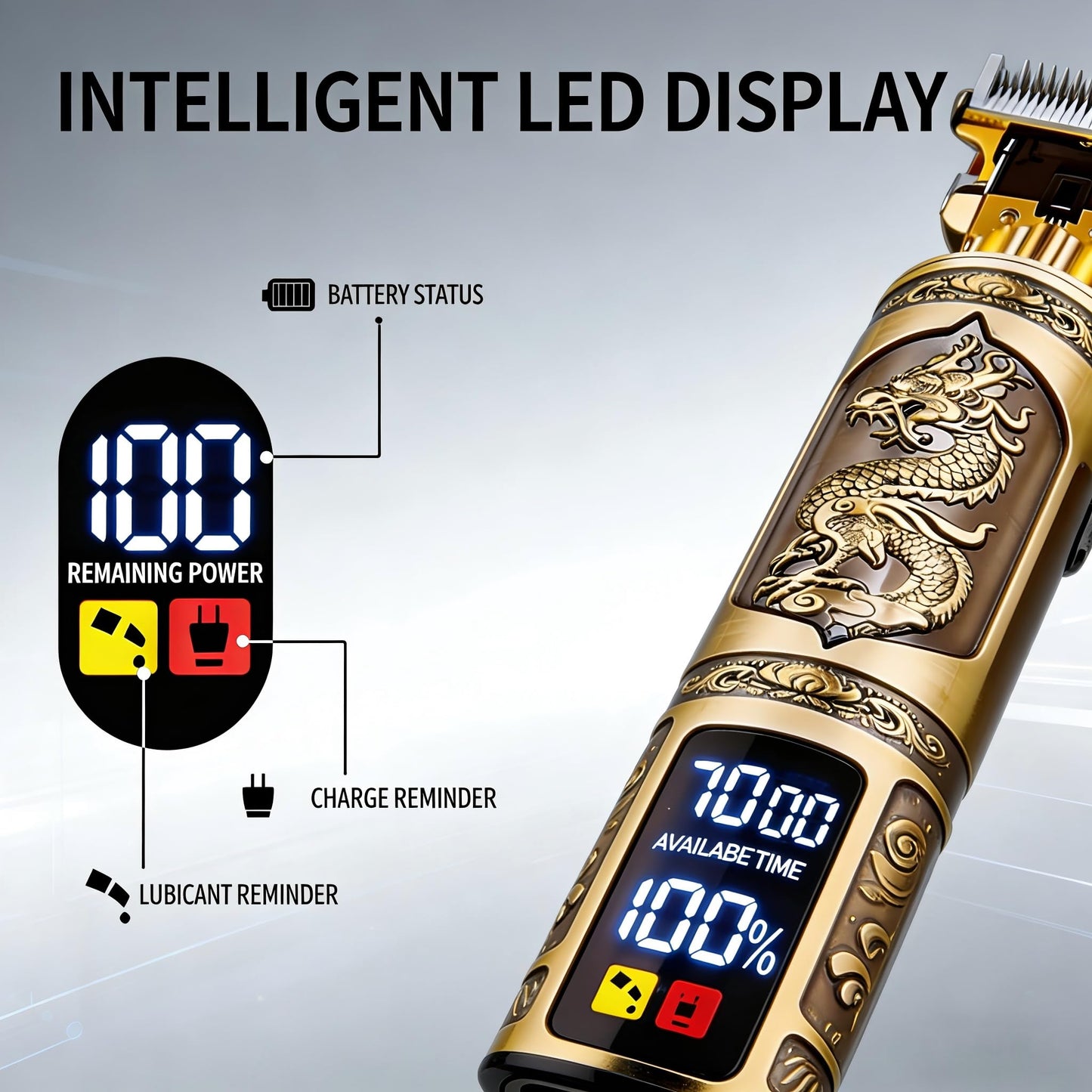 Hair Clippers for Men Professional, Beard Trimmer Kits & Sets, Cordless Mens Hair Trimmer, Electric Shavers, Haircutting Machine with LED Display (Bronze-3in1)