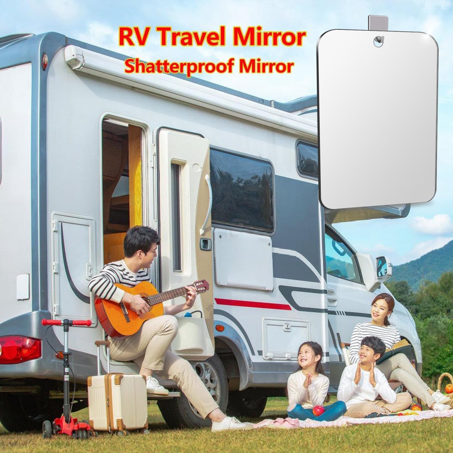 JEIAKONJI Shower Mirror for Shaving, Shower Mirror for Shaving Men(9.8 x 7.8 Inch); Small Wall Mirrors for Showers, Shatterproof Plexiglass Makeup Mirrior, Travel Camping Showers Mirrors