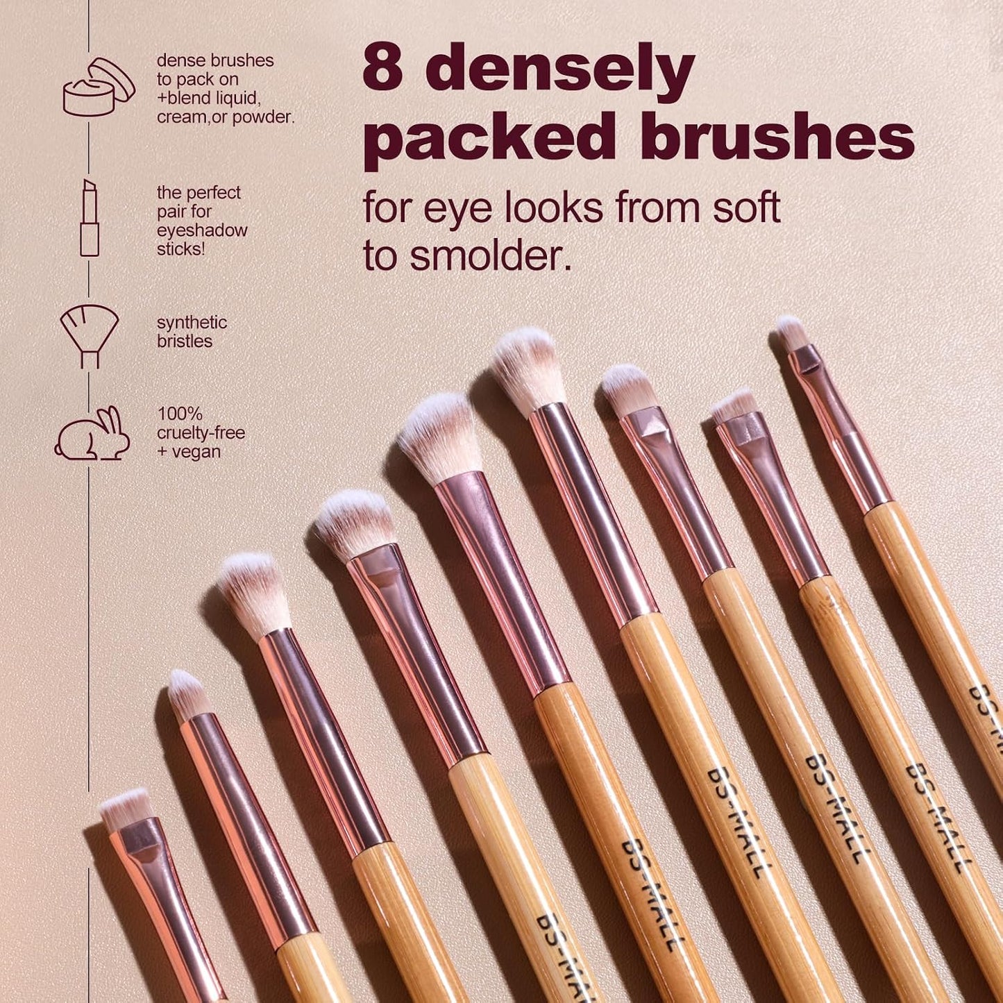14 Pcs Makeup Brushes Set - Essential Foundation, Powder, Concealer & Eye Shadow Brushes with Travel Case | Bamboo