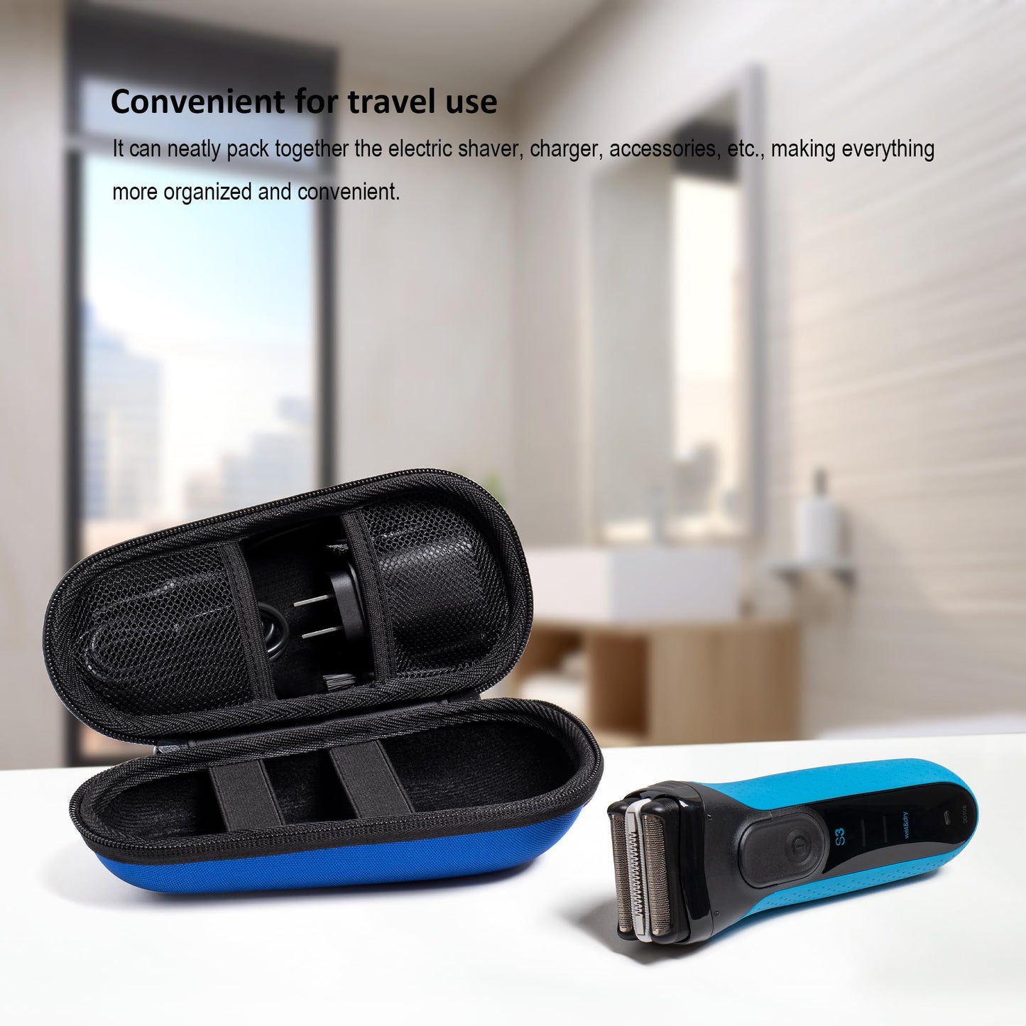 seplouis Electric Shaver Travel Case for Braun Series 3, Series 5, Series 7, Series 9 Electric shavers, Blue, Black, Electric Shaver Travel Case for Braun