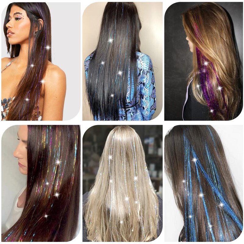 Hair Tinsel Kit - 9800 Strands in 24 Vibrant Colors | Heat Resistant Hair Extensions for Parties & Festivals