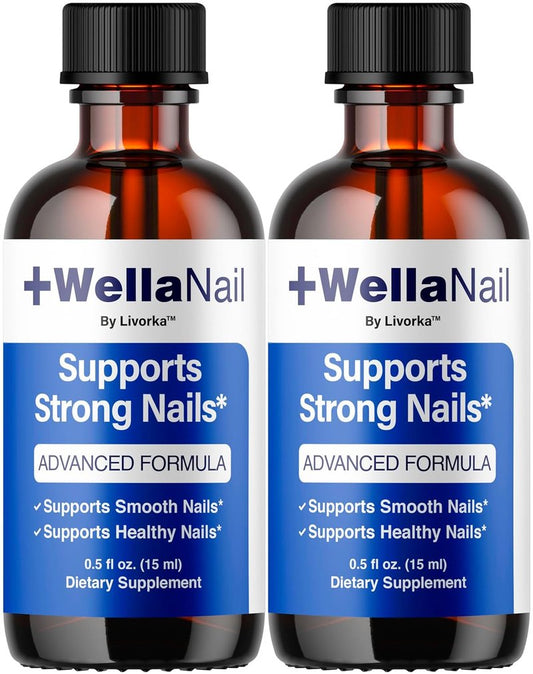 WellaNail Drops - Advanced Liquid Nail Supplement for Maximum Strength & Health | 2-Pack, All-Natural Formula