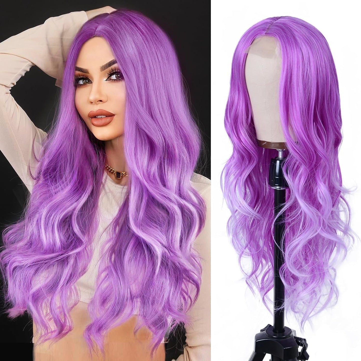 Long Wave Black Wig for Women - 26-Inch Heat Resistant Synthetic Hair | Natural Look for Daily Wear