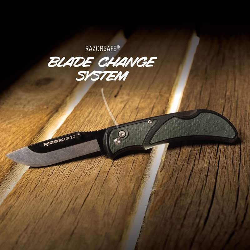 OUTDOOR EDGE 3.0" RazorLite EDC - Replaceable Blade EDC Folding Knife with Pocket Clip and One Hand Opening for Everyday Carry (Gray, 4 Blades)