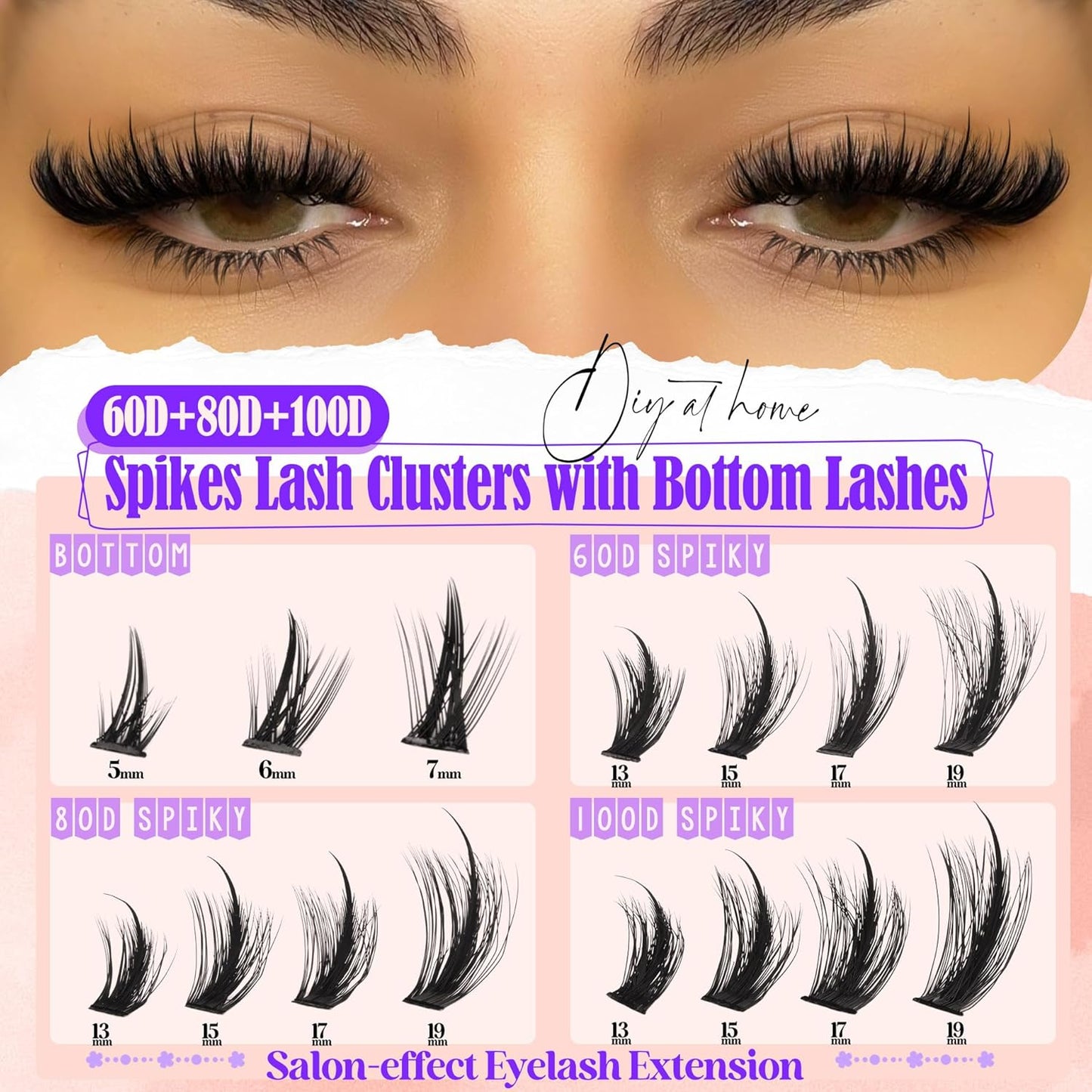 Volume Lash Clusters - Thick Spiky Eyelash Extensions | 60D, 80D, 100D, 5-19mm Mega Wispy Fluff