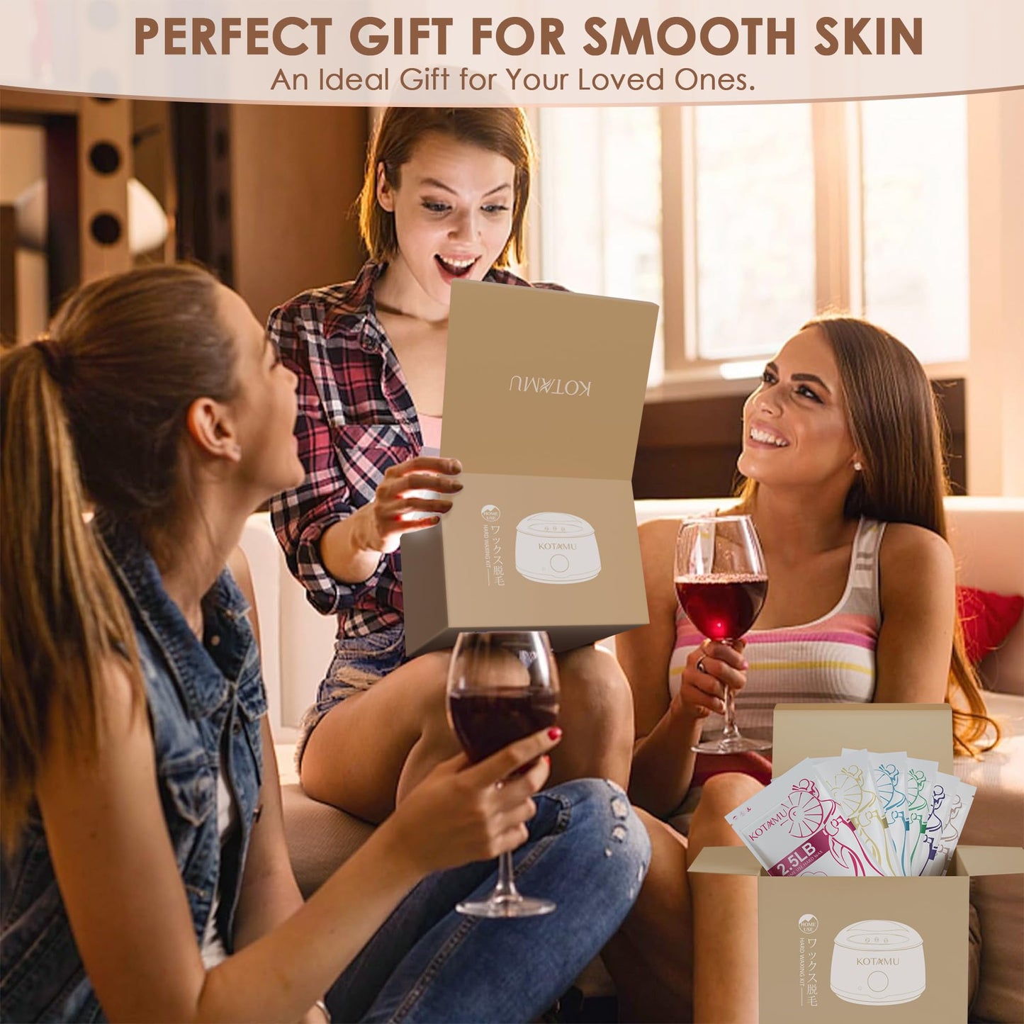 KOTAMU Waxing Kit for Women & Men, Wax Warmer for Hair Removal, Digital Wax Kit with SiliconePot，Ideal for Face Eyebrow Arm Legs Armpit &Sensitive Skin, Purple Waxing Machine With 44 Accessories