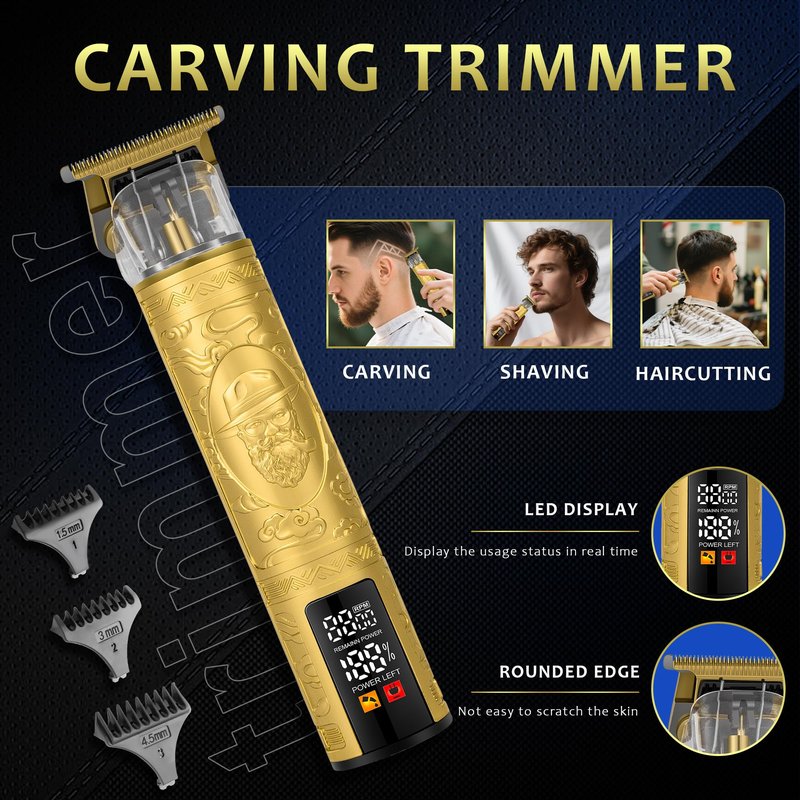 Professional Hair Clippers & Beard Trimmer for Men - Electric Razor & Grooming Kit, Rechargeable Cordless Hair Clippers for Barbers with LCD Display, Hair Cutting Kit, Gift for Men/Dad/Husband