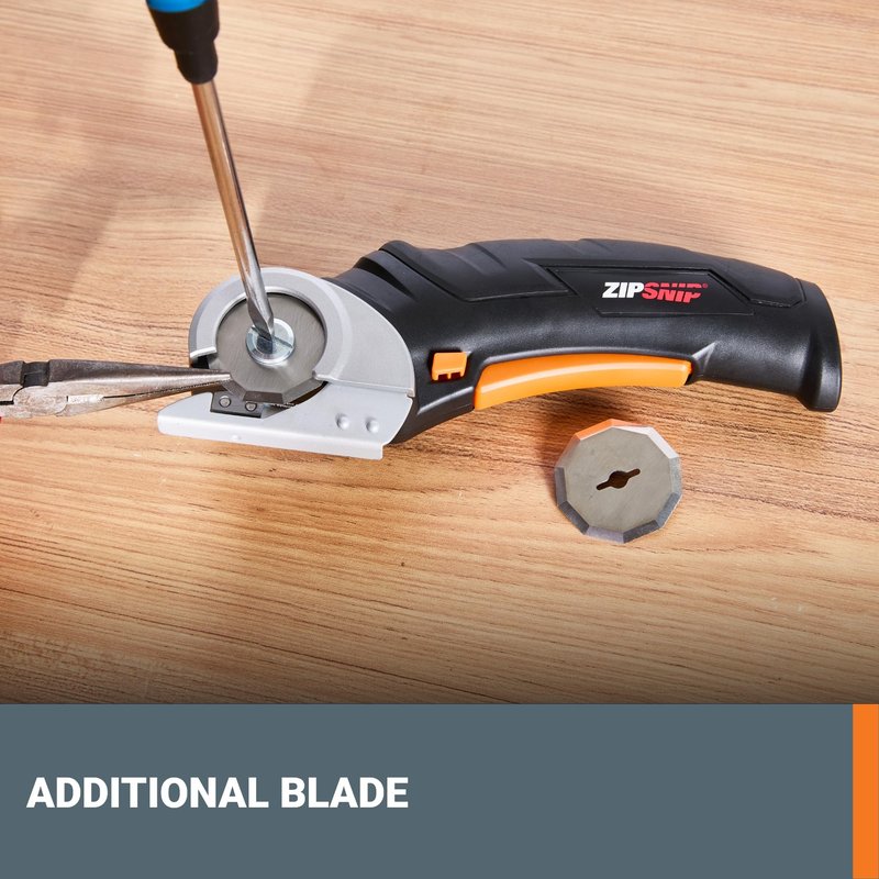 Worx Zipsnip Cordless Electric Scissors, Rechargeable Cardboard Box Cutter, 4V Powerful Fabric Scissors with 2 Safety Blades & Storage Bag WX082L.2