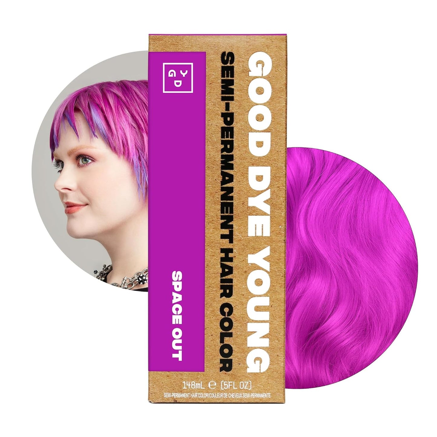 Good Dye Young Semi-Permanent Hair Color - Vegan, Non-Damaging Formula | Lasts Up to 24 Washes (5 Fl Oz, Space Out)