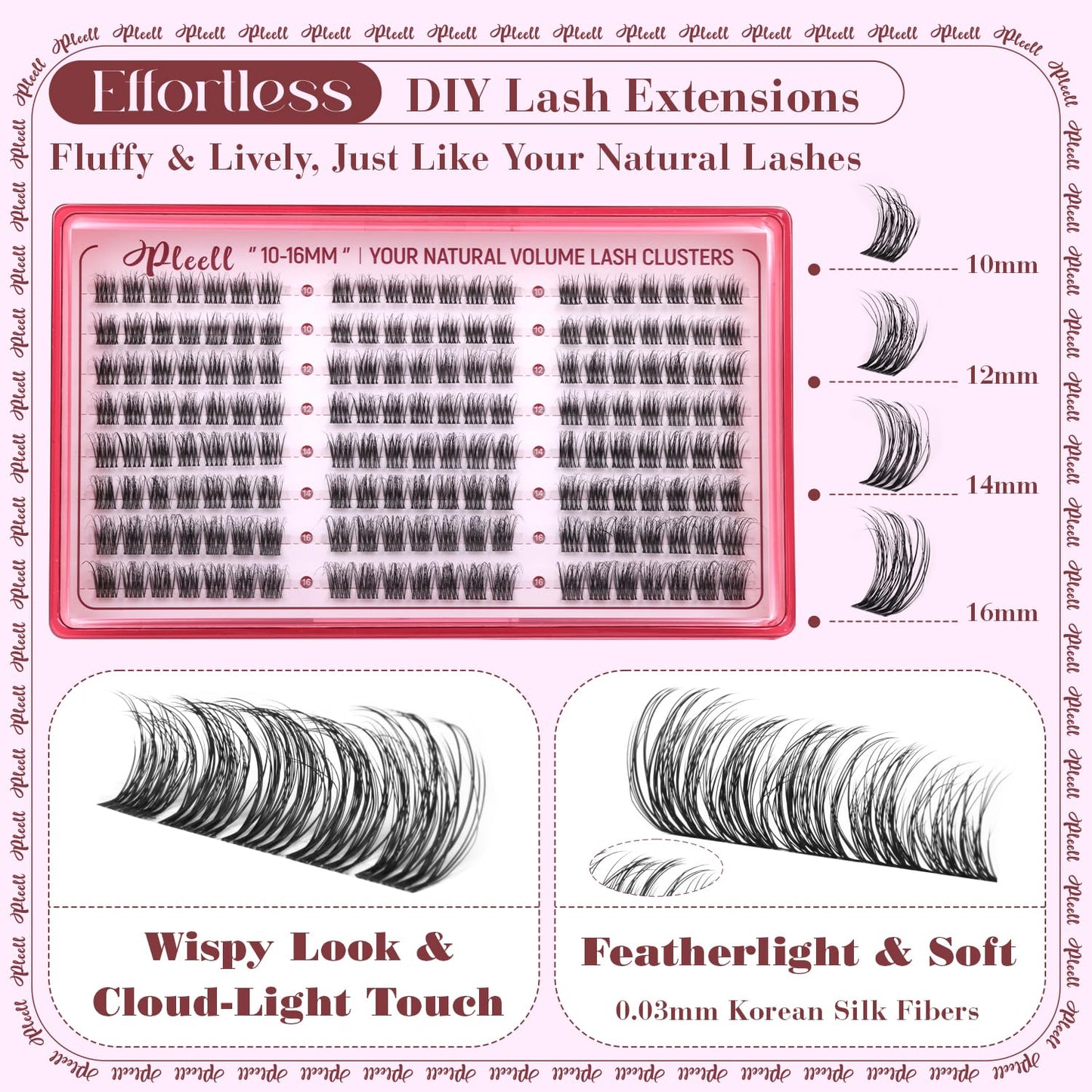 Natural Lash Clusters - Wispy D-Curly Eyelash Extensions | Fluffy 10-16MM Individual Lashes