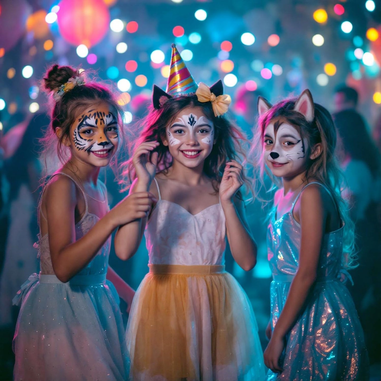 Water-Based Face Paint Kit - 12 Vibrant Colors, Fast-Drying & Washable | Mess-Free Stencils for Festivals & Parties