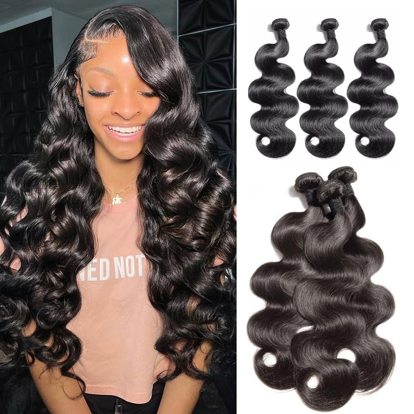 12A Human Hair Bundles 18 18 18 Inch Raw Body Wave 3 Bundles Human Hair 100% Unprocessed Brazilian Virgin Hair Quick Weave Extensions Natural Black