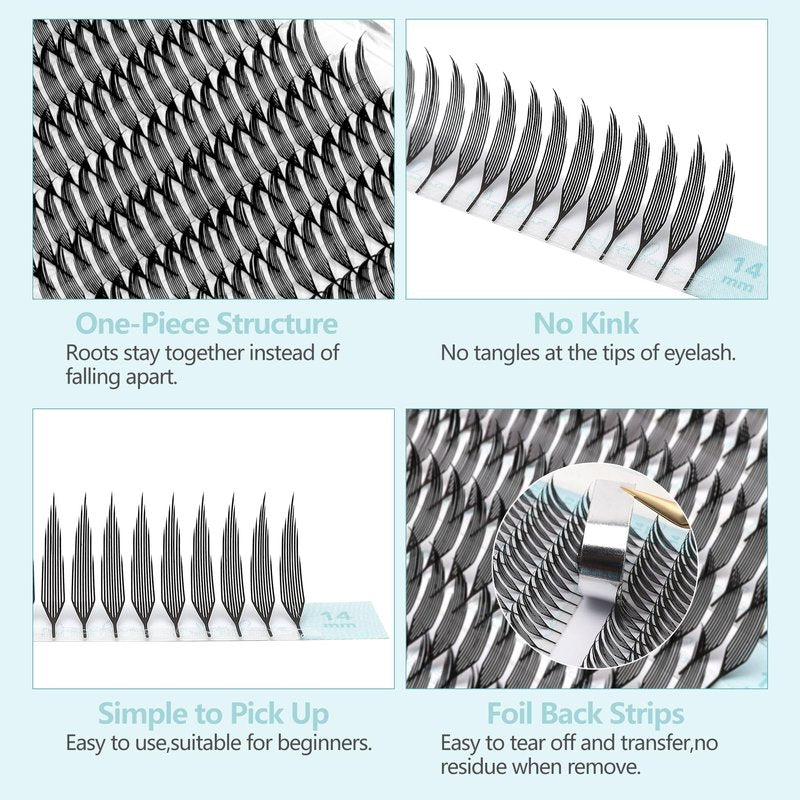 Natuhana Premade Anime Spire Lash Extensions Feather Shape Manga Individual Lashes Soft Volume Black Spikes Fans Eyelashes for Salon Use(0.07 D,8-13mm)