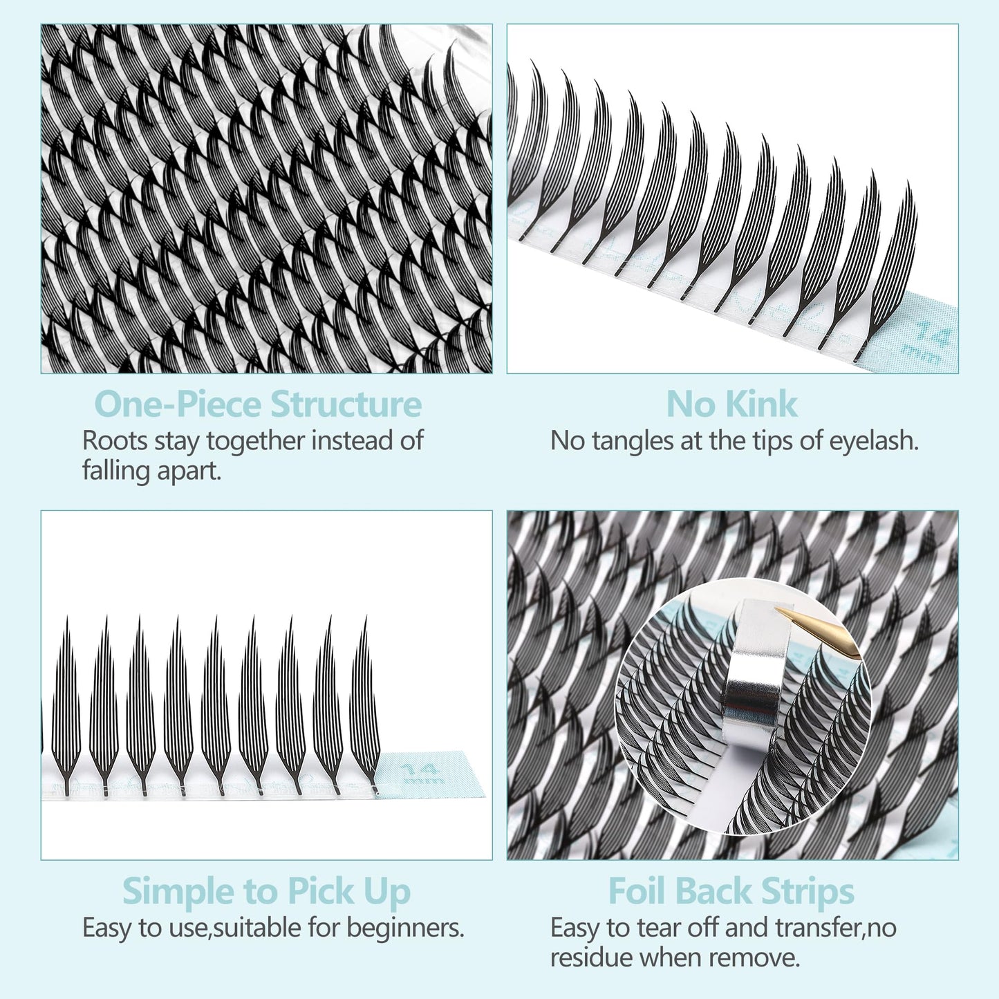 Natuhana Premade Anime Spire Lash Extensions Feather Shape Manga Individual Lashes Soft Volume Black Spikes Fans Eyelashes for Salon Use(0.07 D,9-15mm)