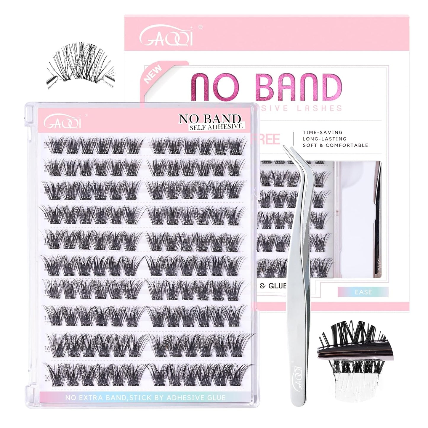 GAQQI Lash Clusters - Wispy Volume Eyelash Extensions, 110 Multilayered 3D Lashes, 10-14mm Lengths