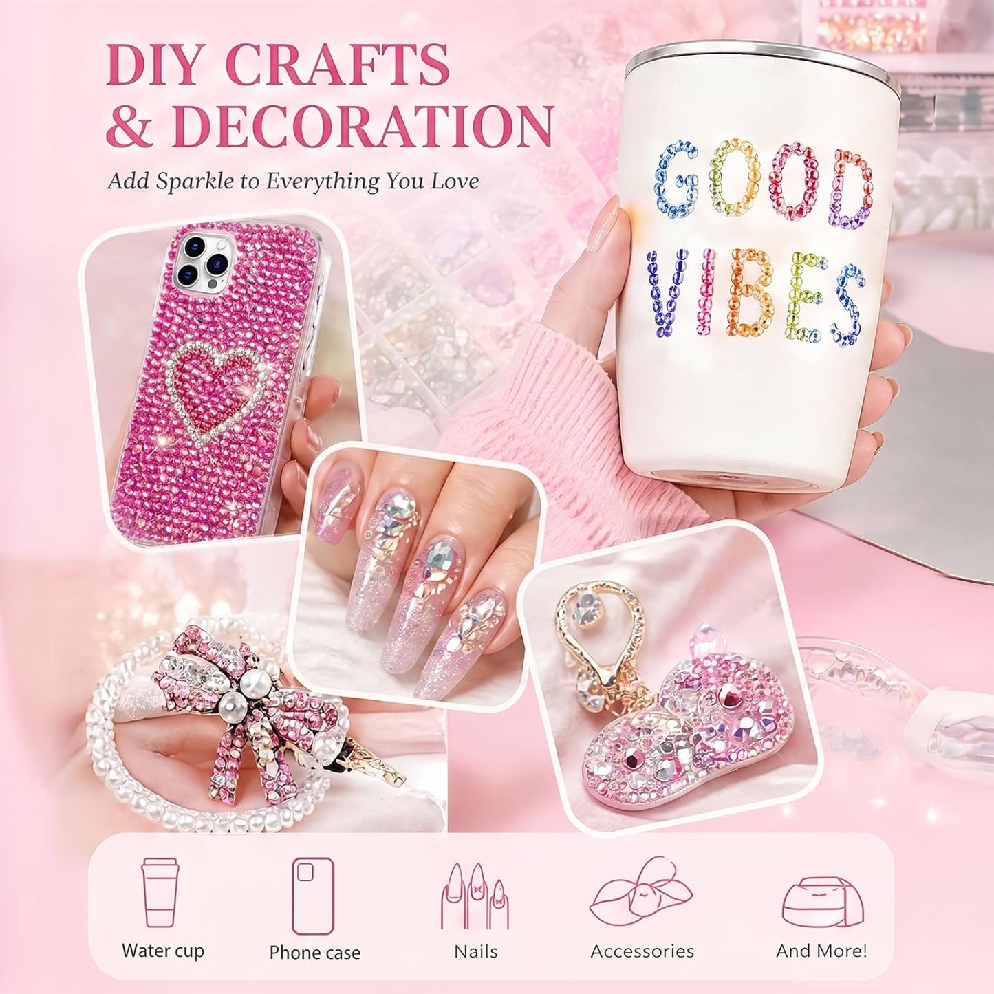 Resin Jelly Rhinestones - 40,000 Pcs Colorful Flatback Gems Kit for DIY Crafts | Includes B7000 Jewelry Glue & 3MM SS12 Size