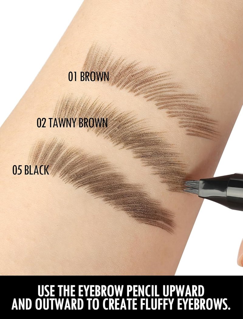 Eyebrow Pen - Microblading Pencil with Angled Brush | Long-Lasting, Waterproof, Smudge-Proof - 02 Tawny Brown
