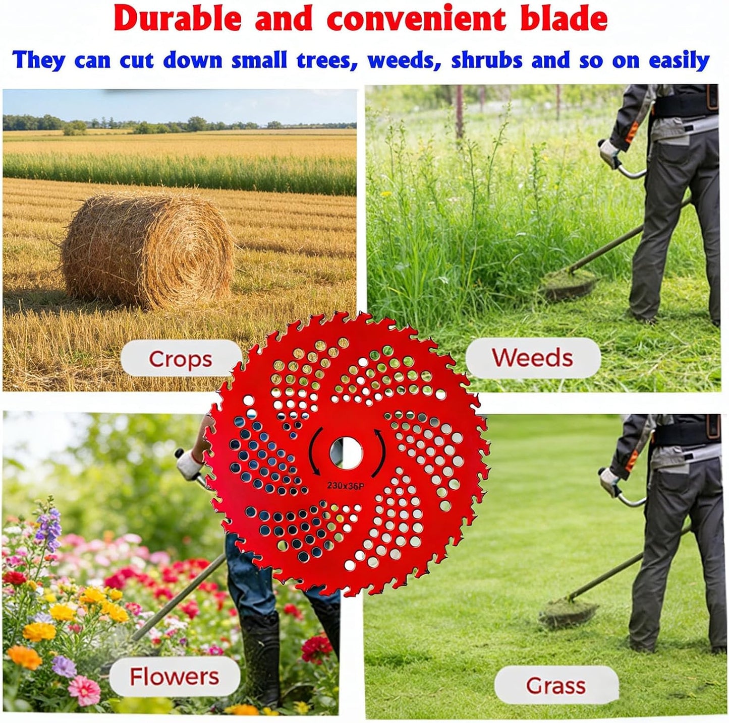 Carbide Tipped Brush Cutter Blades - 9" x 36 Teeth with Adapter Kit | 2PCS for Weed Eaters & Trimmers